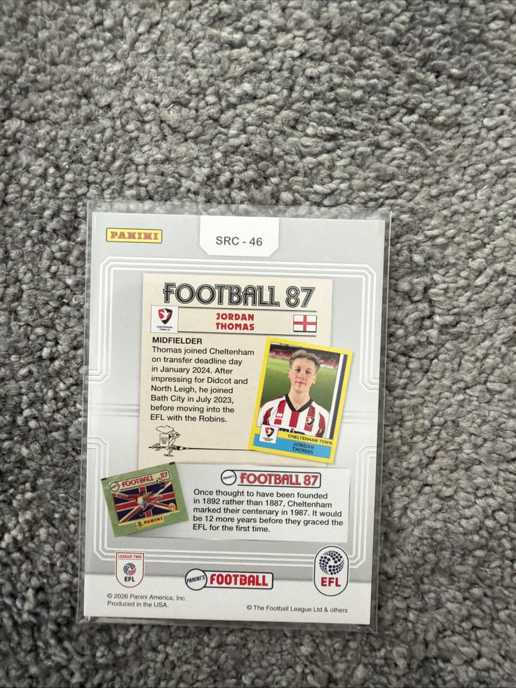Jordan Thomas Sticker Rewind Card. Panini EFL Premium 25/26