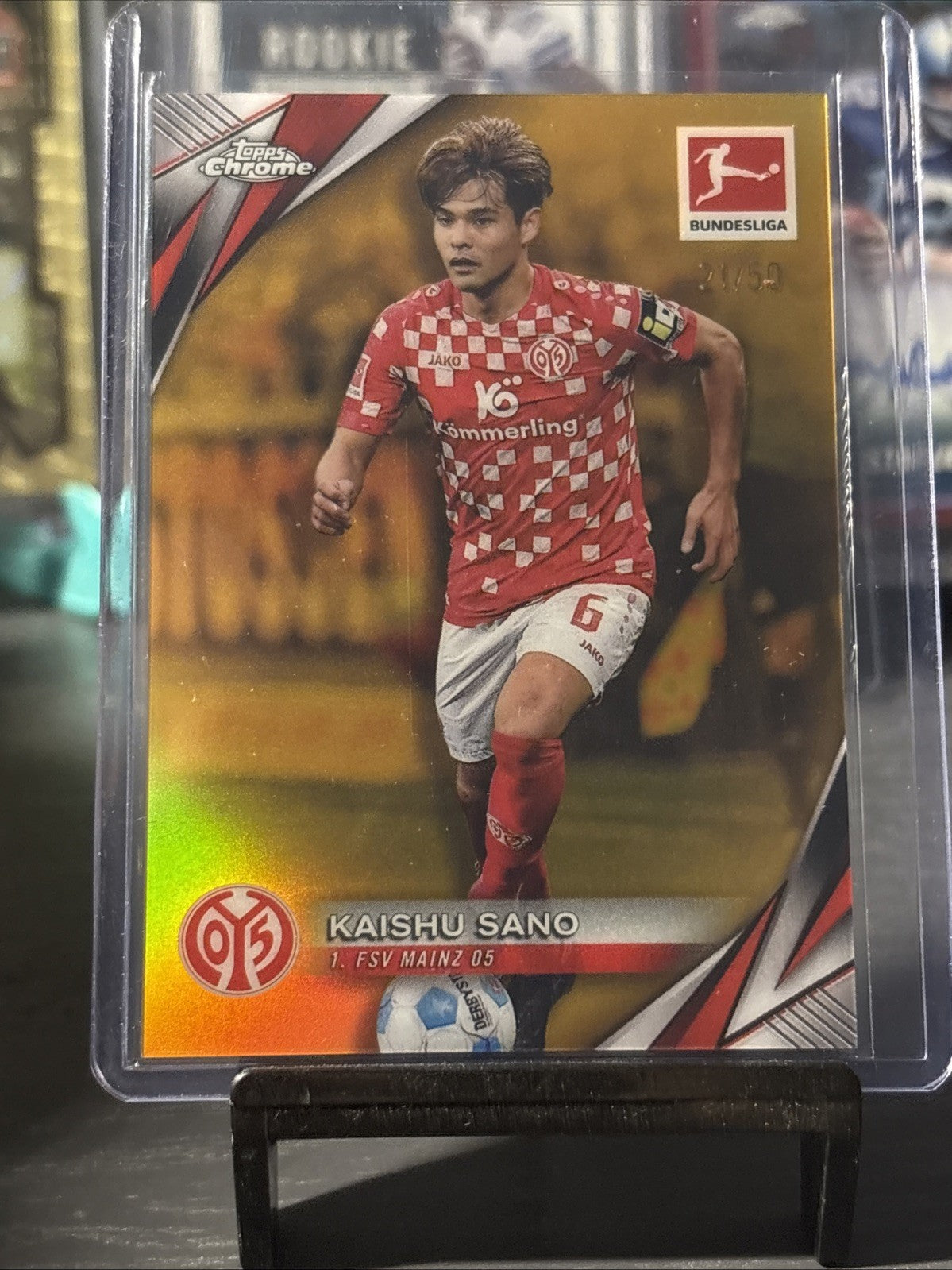 2024-25 Topps Chrome Bundesliga Gold Refractor #69 Kaishu Sano #21/50