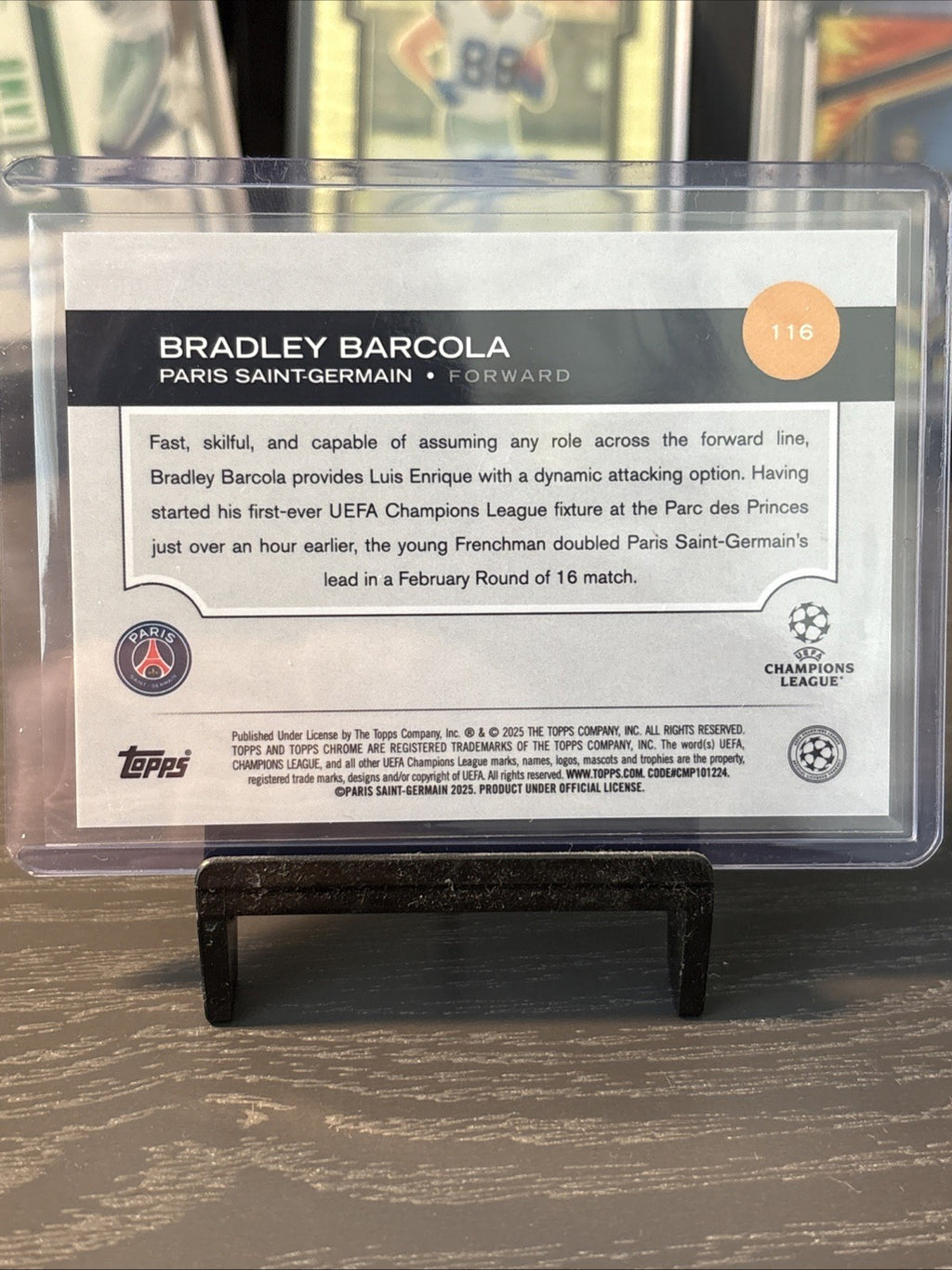 Topps Ucc Flagship Bradley Barcola Card Future Stars PSG  /25 Orange Lava