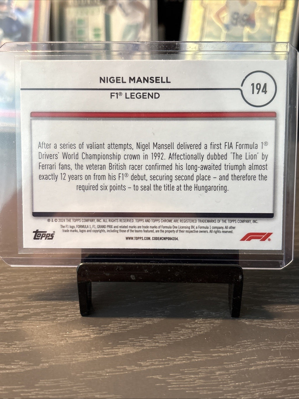Topps Nigel Mansell Base Legends Card Chrome Formula 1 Logofractor #194