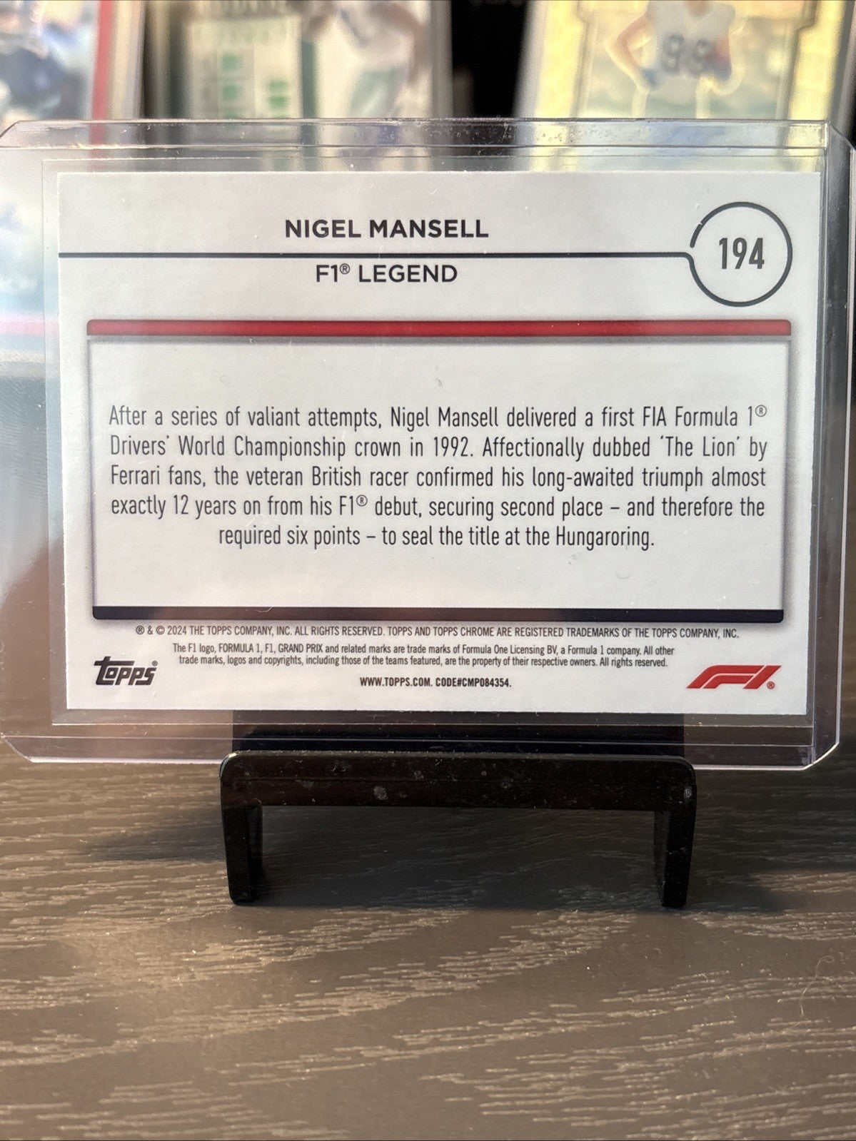Topps Nigel Mansell Base Legends Card Chrome Formula 1 Logofractor #194