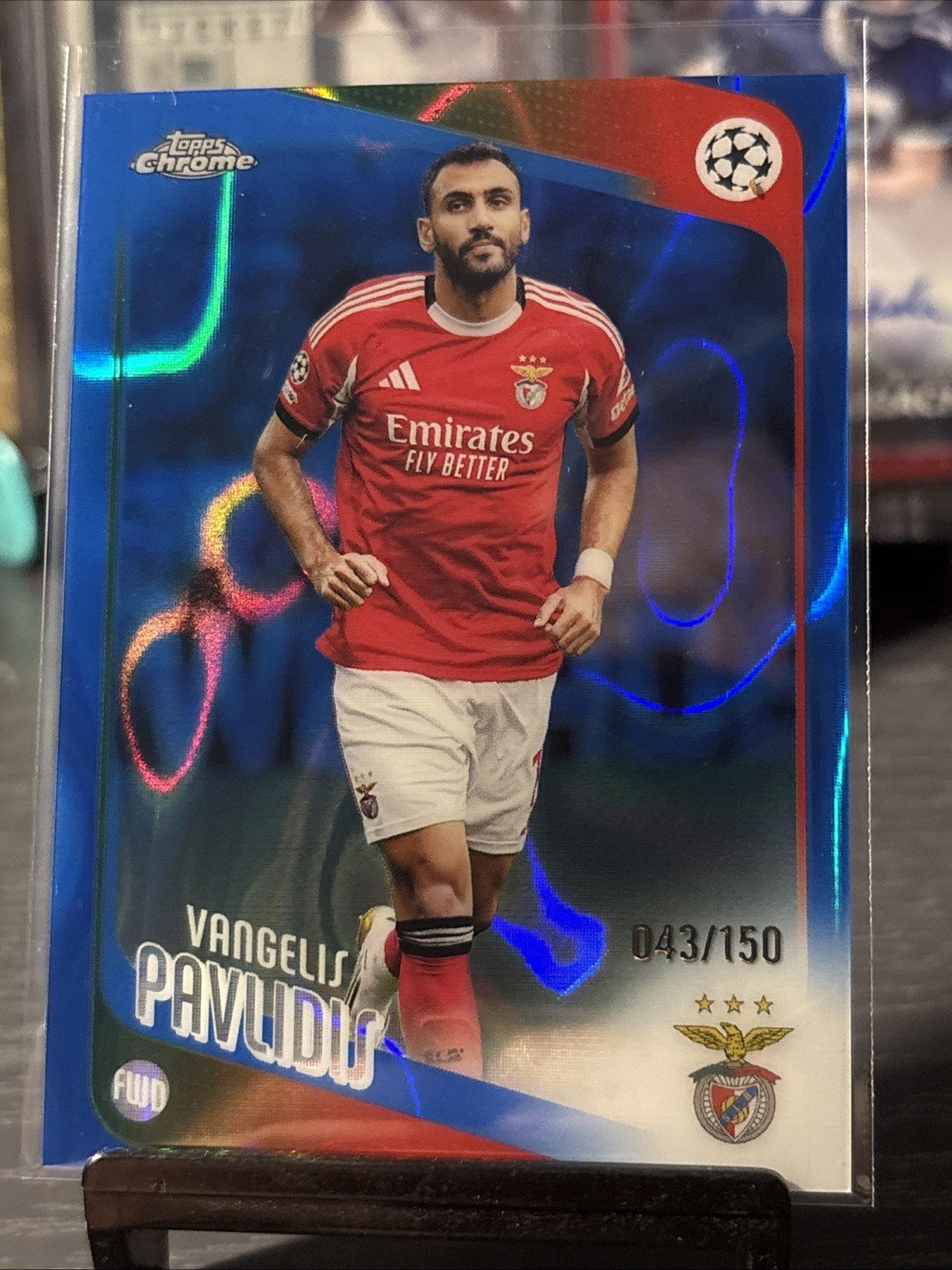 Vangelis Pavlidis /150 Blue Lava Parallel Benfica Topps UCC Chrome 25/26