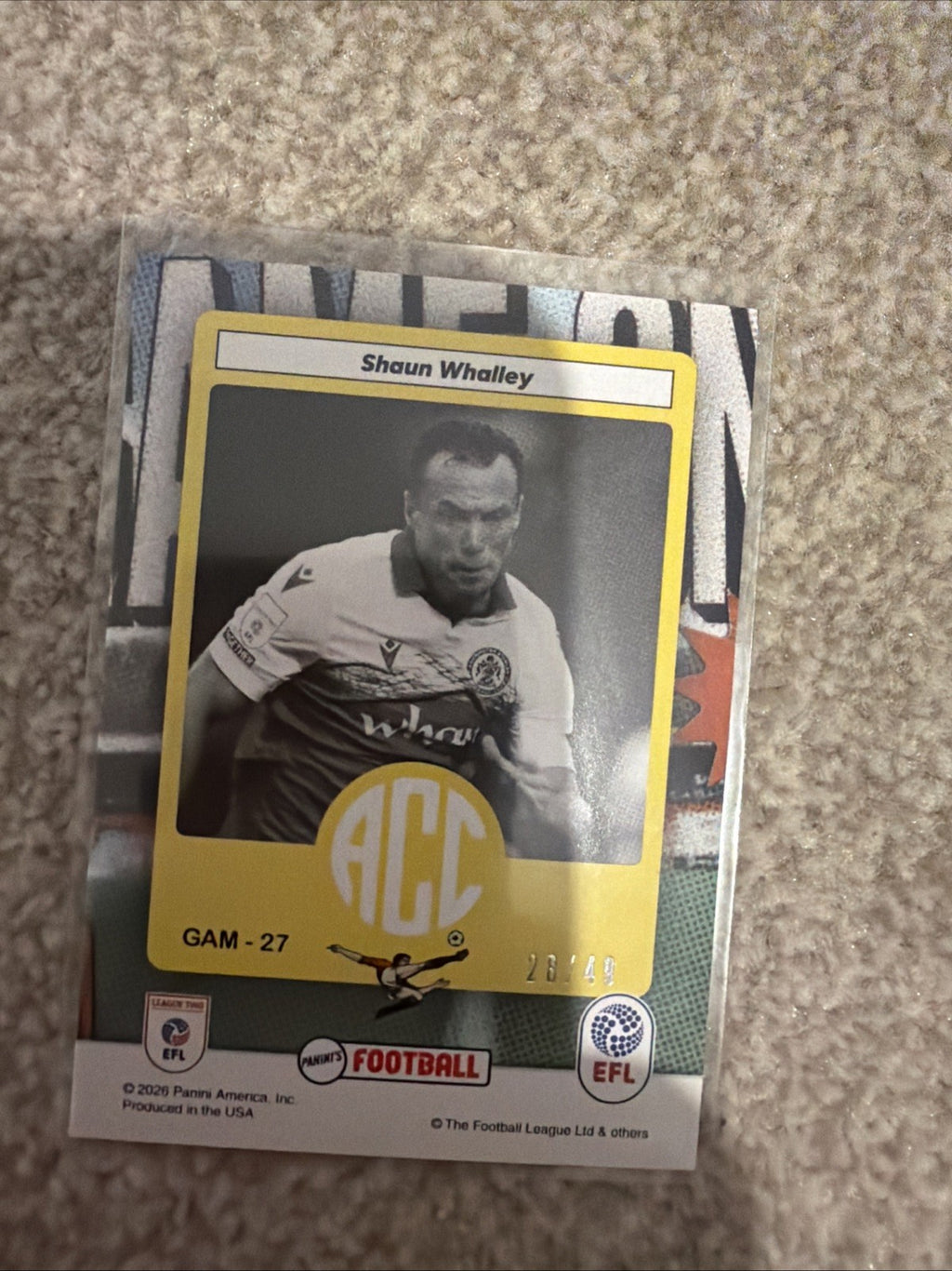 Panini’s Football EFL Trading Cards Shaun Whalley Game On /49
