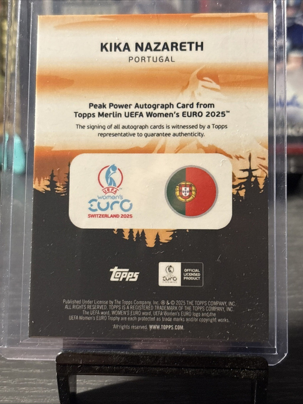 Topps Merlin Women’s Euros 2025 Kika Nazareth Peak Power Auto /25 Portugal