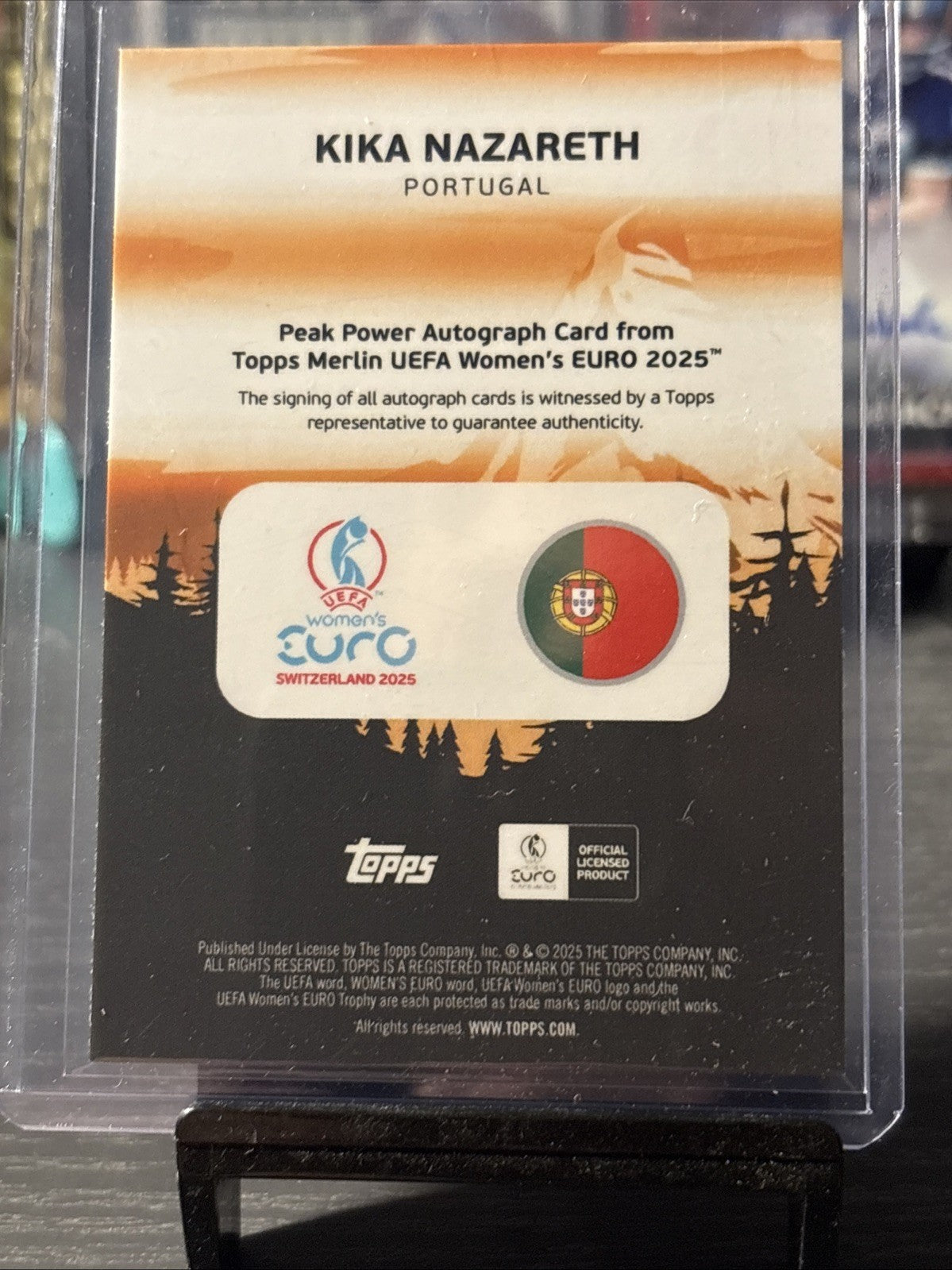 Topps Merlin Women’s Euros 2025 Kika Nazareth Peak Power Auto /25 Portugal