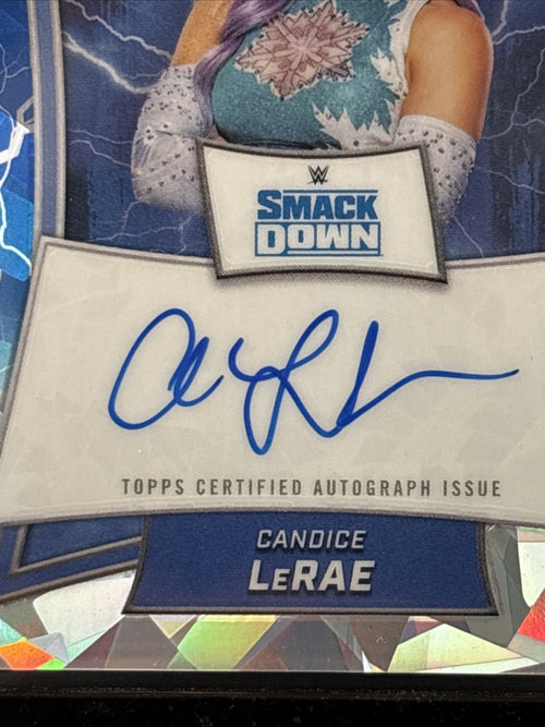 2025 Topps Chrome Sapphire WWE Candice Lerae On-Card Auto Smackdown Card BBA-CAN