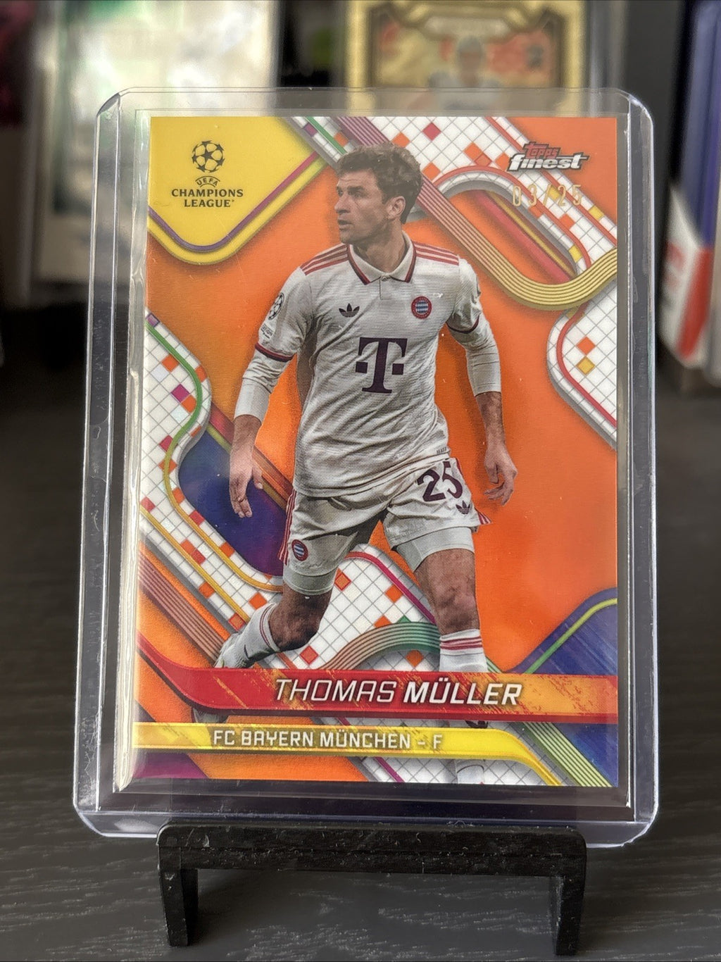 24-25 Topps Finest UEFA  Thomas Muller #141 Orange Refractor /25 Bayern Munchen