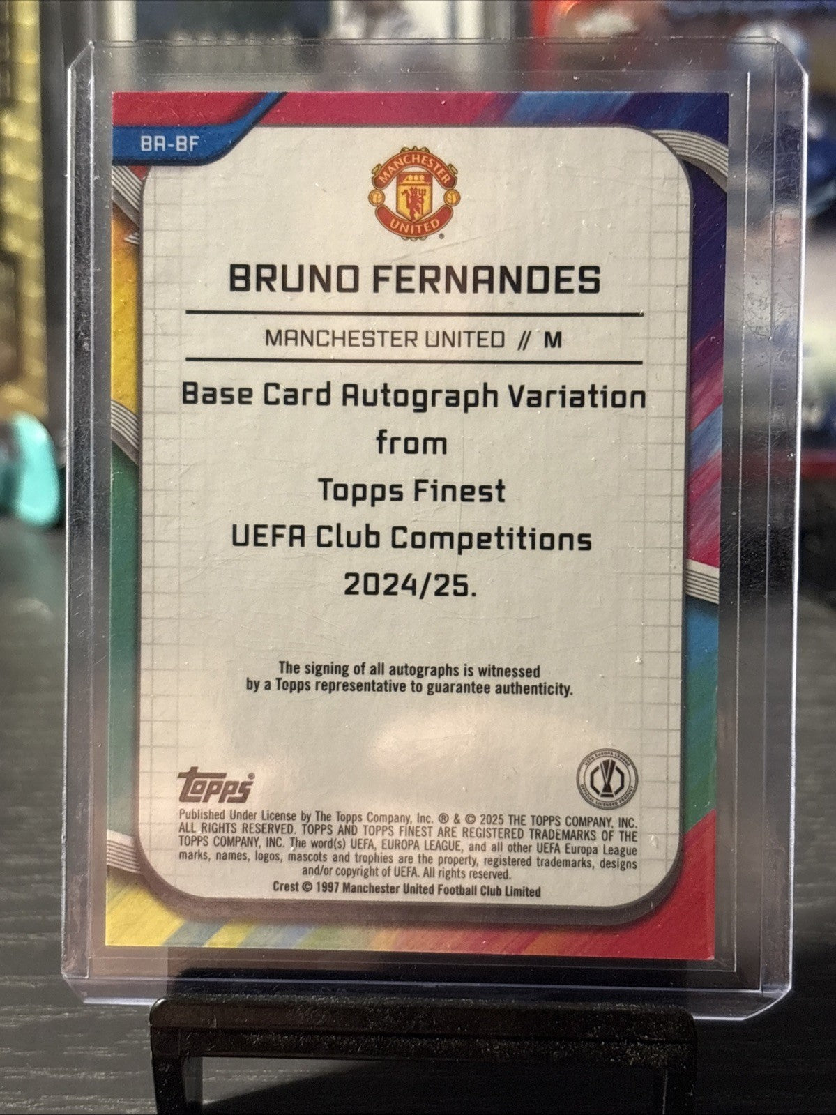 2025 BRUNO FERNANDES 82/99 AUTO TOPPS FINEST UEFA EUROPA LEAGUE AUTOGRAPHS