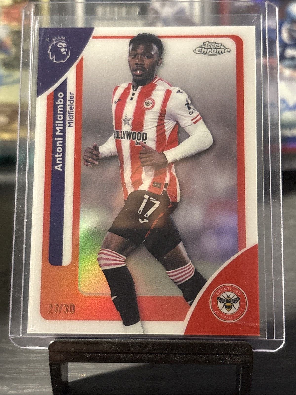 Topps Premier League Chrome Antoni Milambo /30 Brentford White Refractor