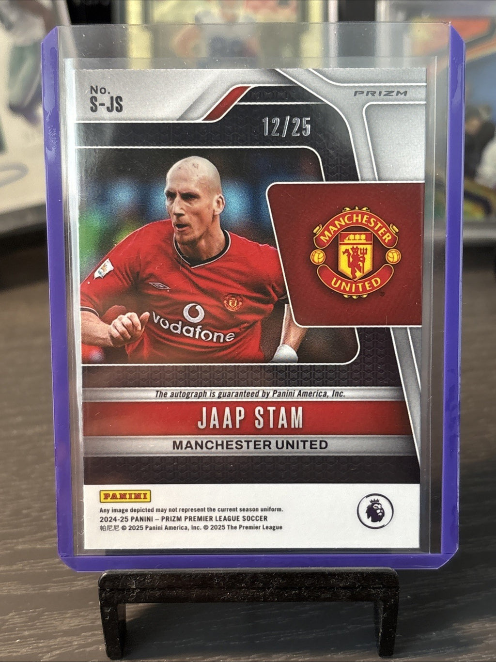 2024-25 Panini Prizm PL Auto Jaap Stam Manchester United Purple /25