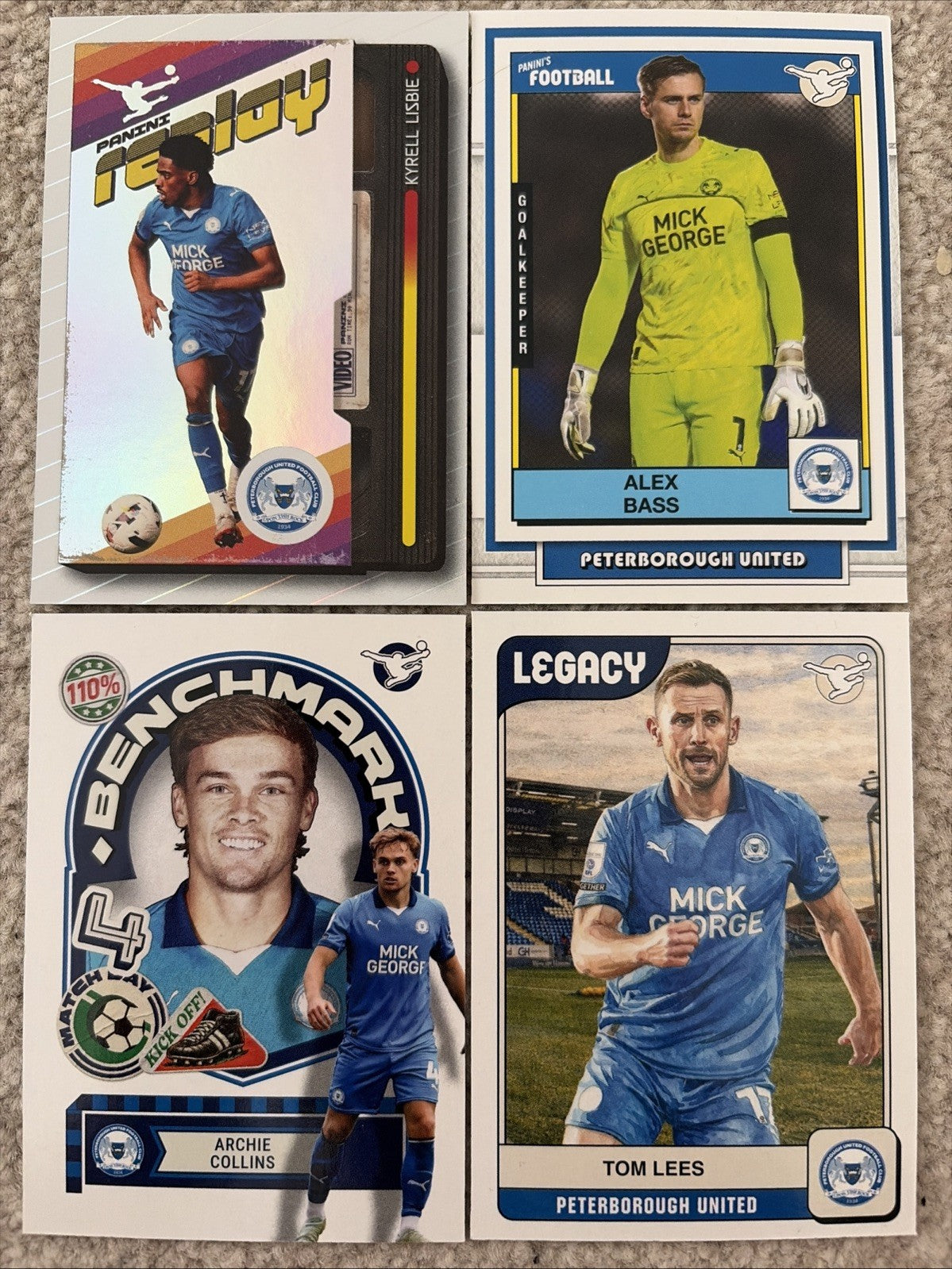 4 x Panini EFL Premium 2026 Peterborough Base & Inserts Bundle - No Duplicates