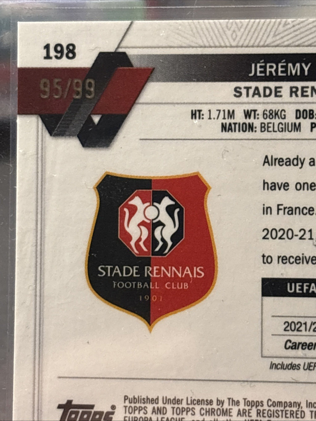 2022 Topps Chrome Sapphire Edition UEFA Club Competitions Yellow /99 Jeremy Doku