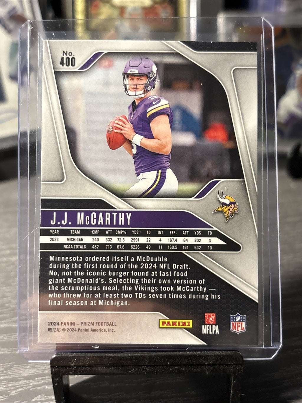 2024 Panini Prizm J.J. McCarthy Rookie RC #400 Minnesota Vikings NFL