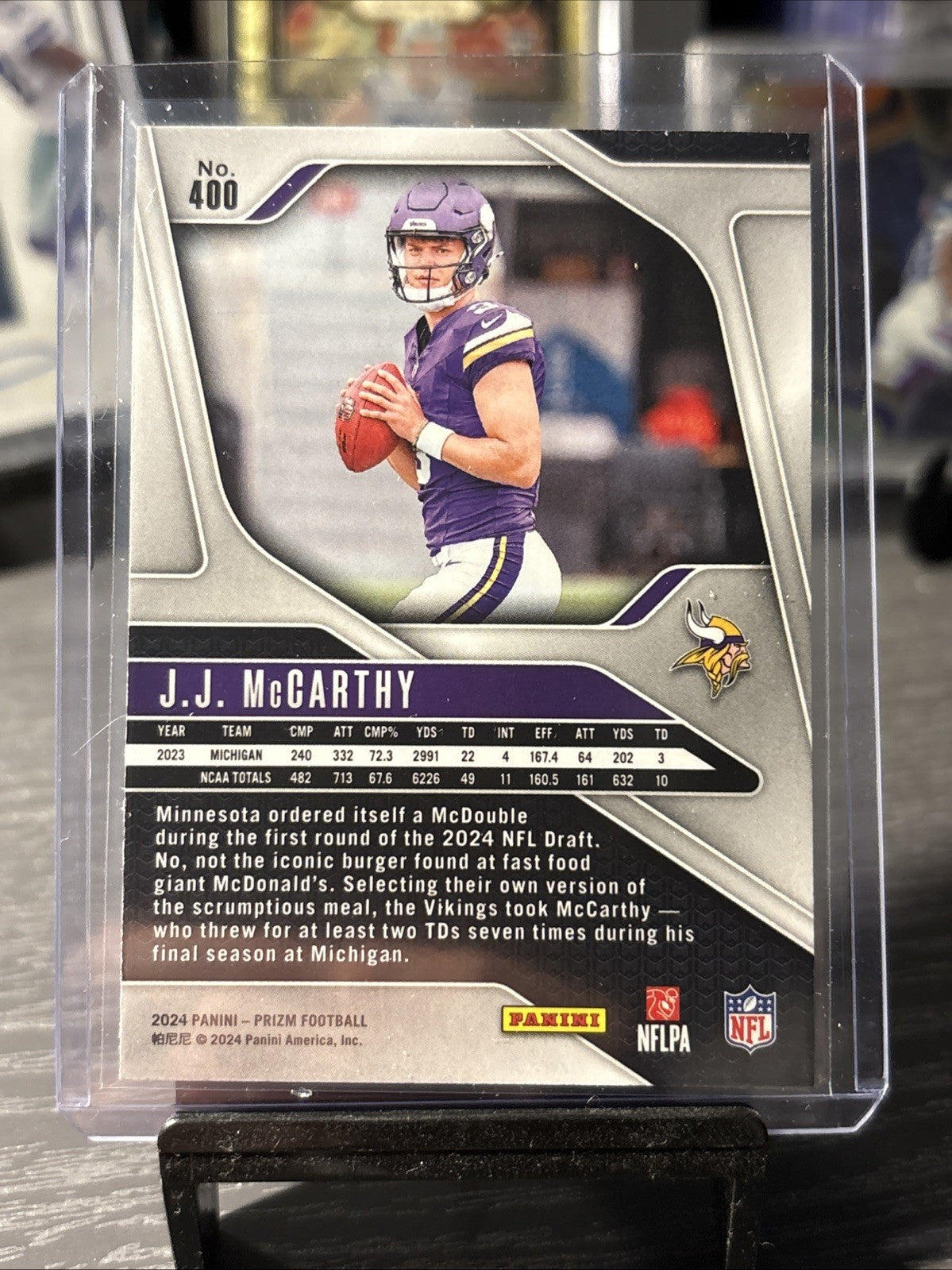 2024 Panini Prizm J.J. McCarthy Rookie RC #400 Minnesota Vikings NFL