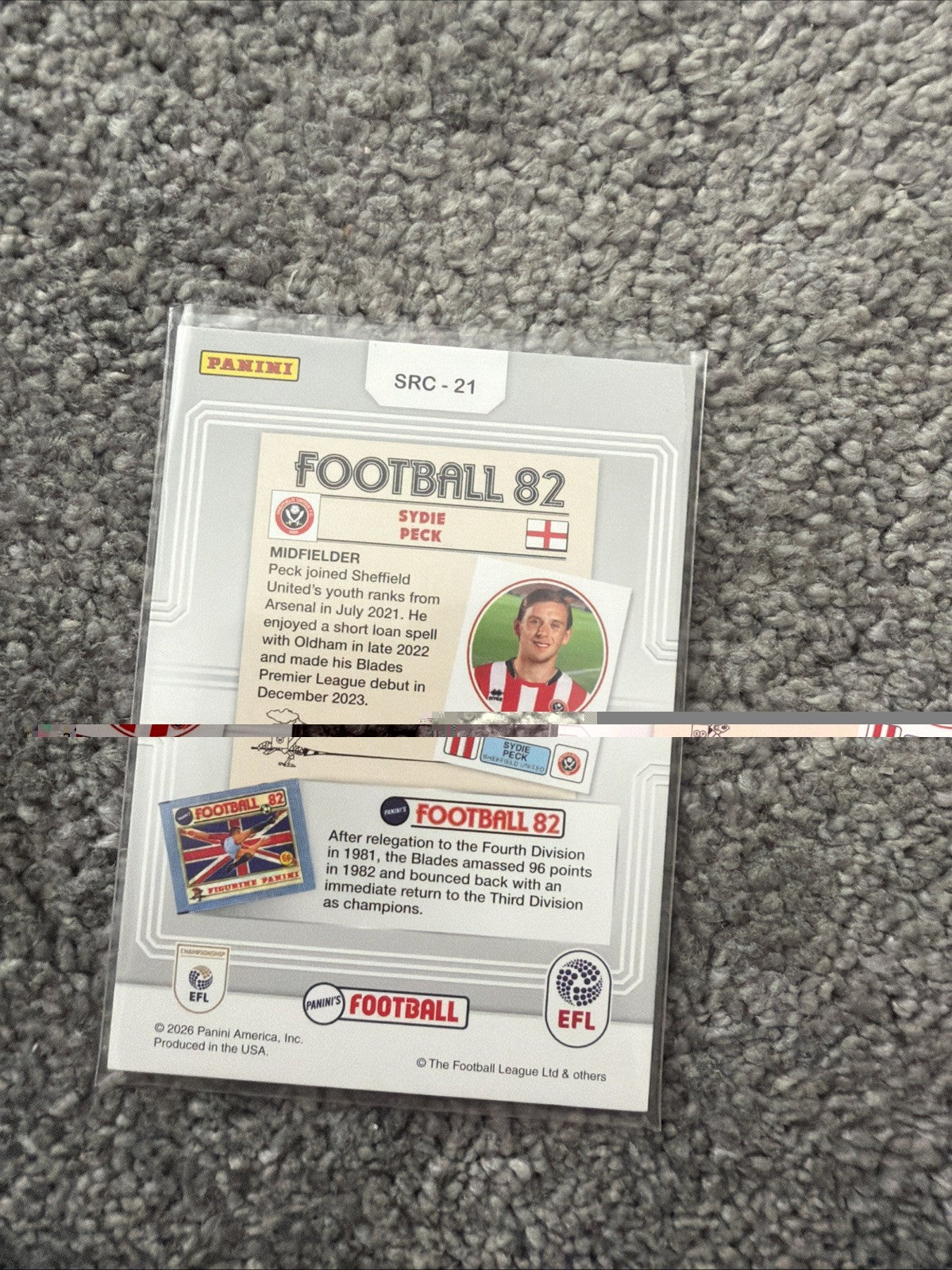 2025-26 Sydie Peck Panini EFL Football Sticker Rewind - Sheffield United