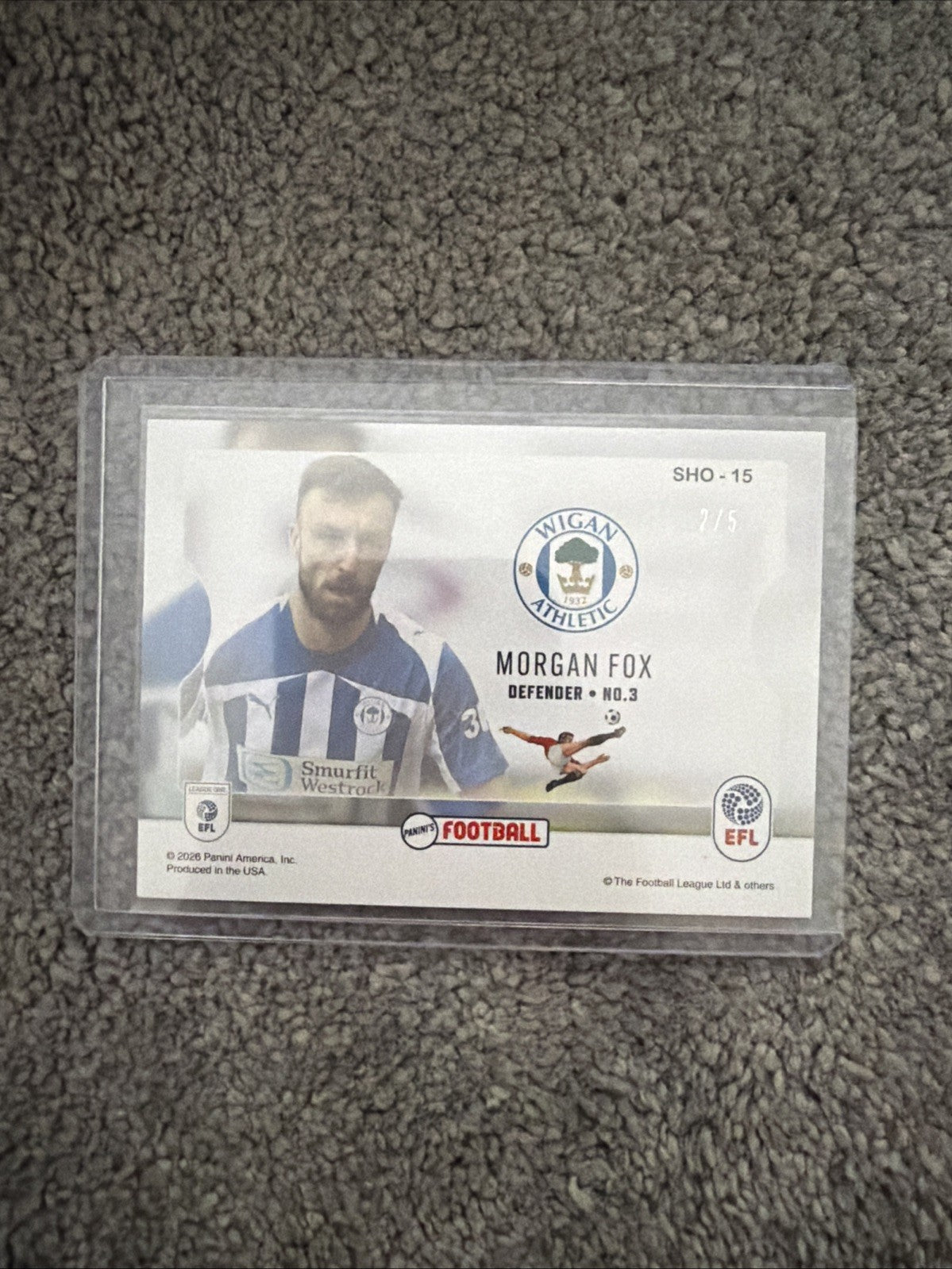 2025-26 Panini EFL Premium Morgan Fox Wigan Athletic Gold Parallel 2/5
