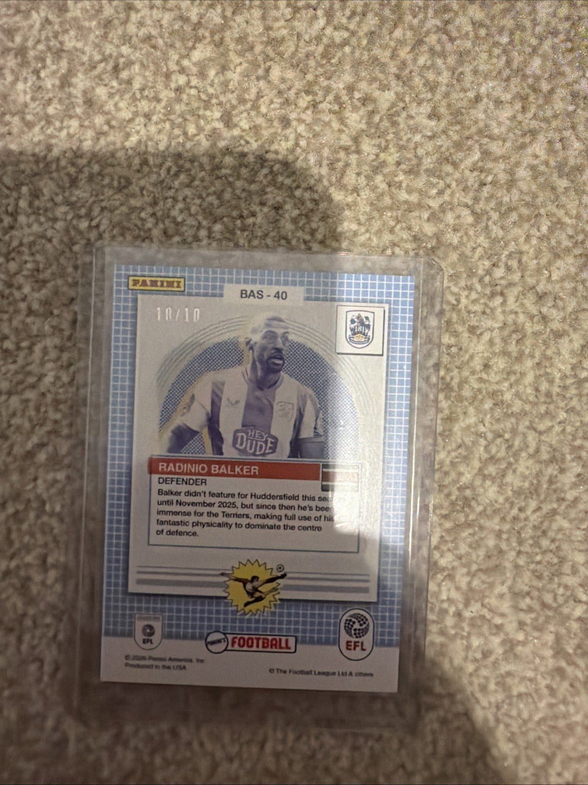 Radinio Balker 10/10 Huddersfield Town Panini Premium