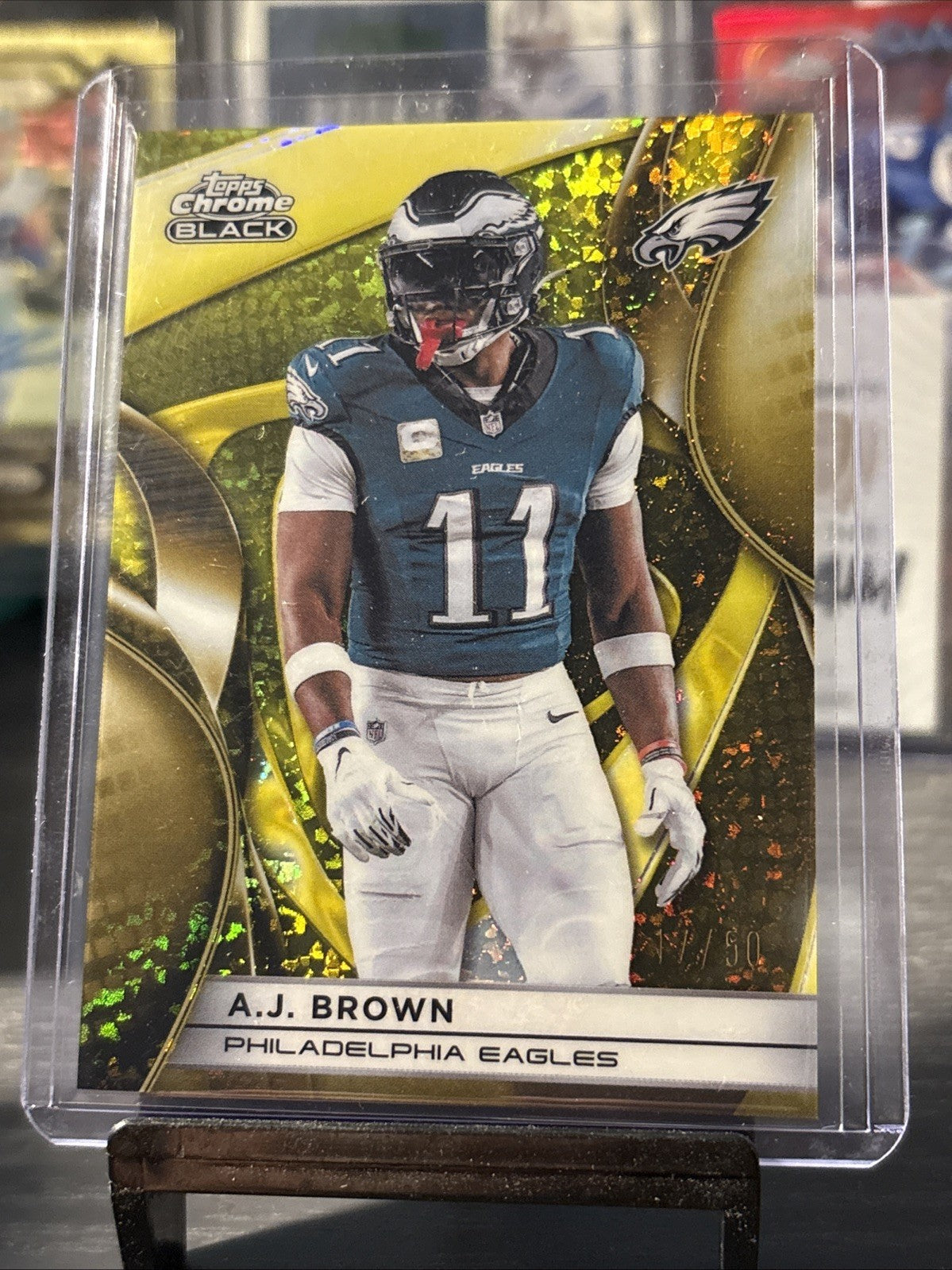 2025 Topps Chrome Black A.J. Brown Gold Refractor #/50 Eagles