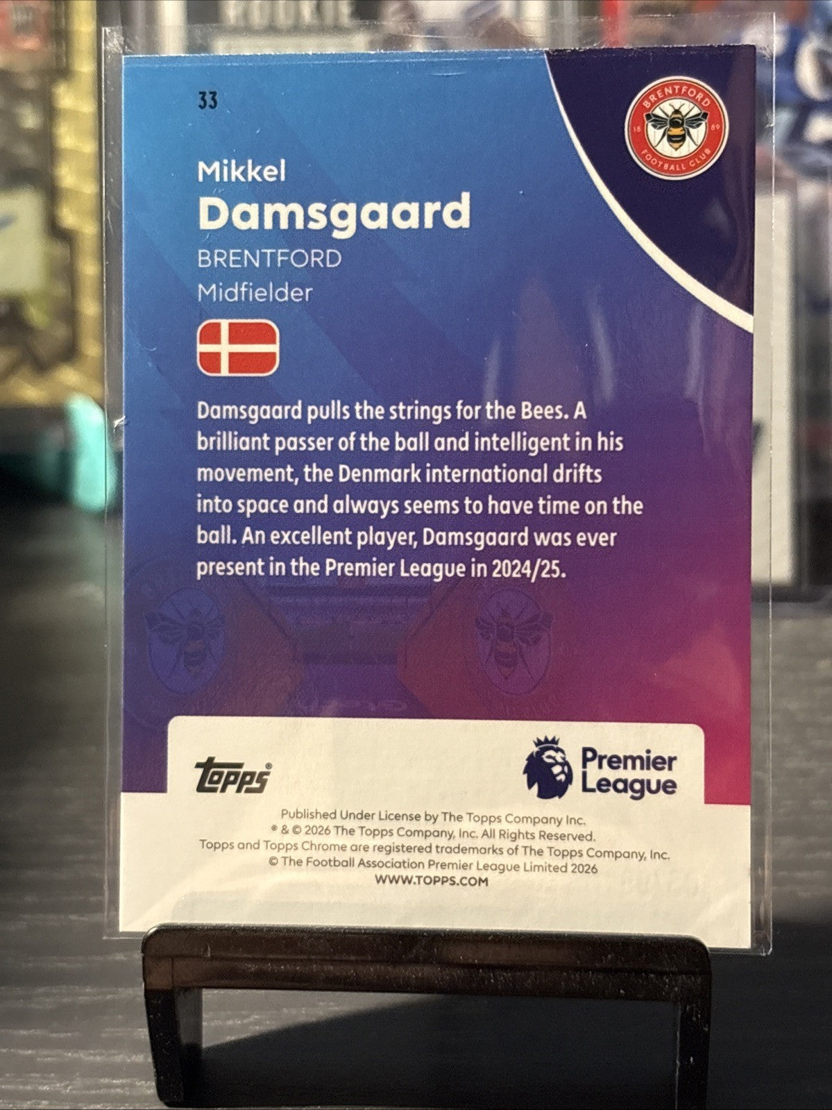 Mikkel Damsgaard Brentford 2025-26 Topps Chrome Green Wave Refractor /99