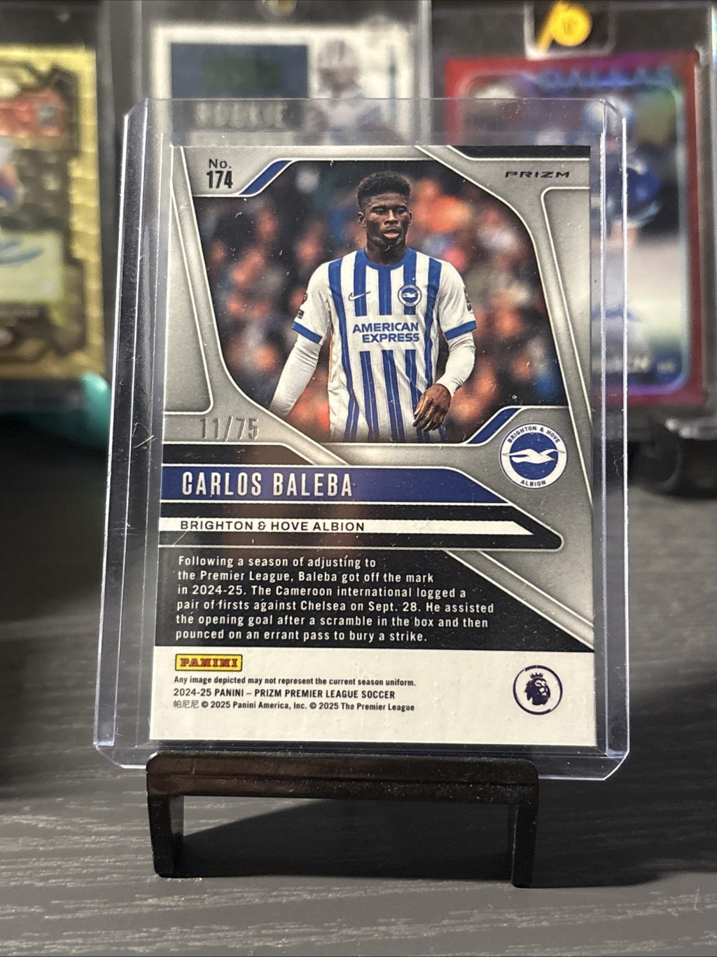 Panini Prizm 2024/25 Carlos Baleba /75 Blue Cracked Ice
