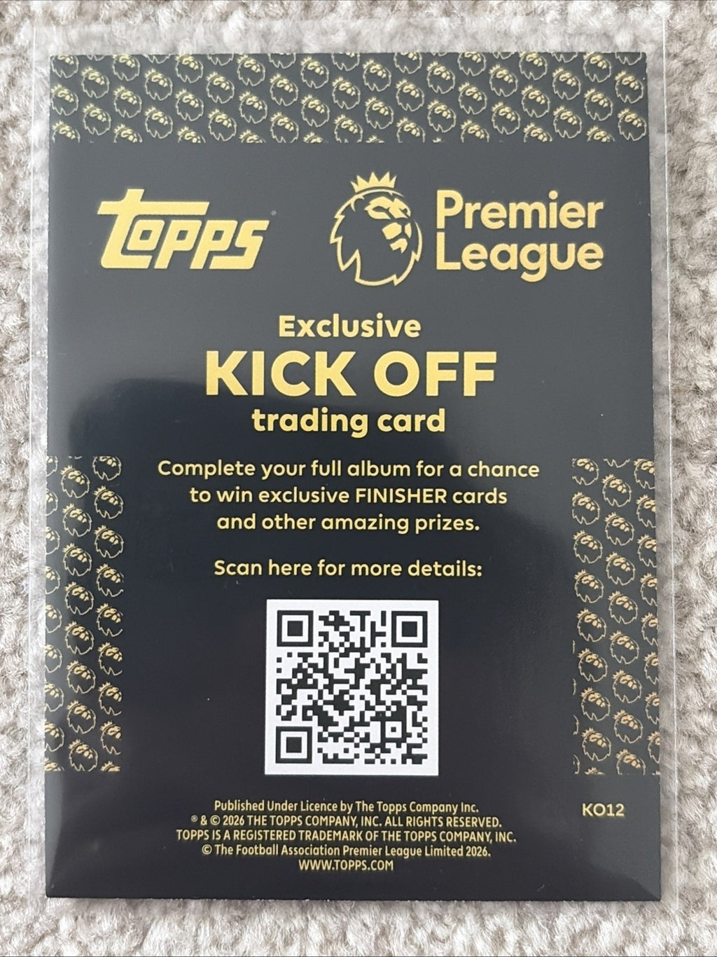 PREMIER LEAGUE 2026 UNPEALED FLORIAN WIRTZ KICK OFF TOPPS TRADING CARD KO12
