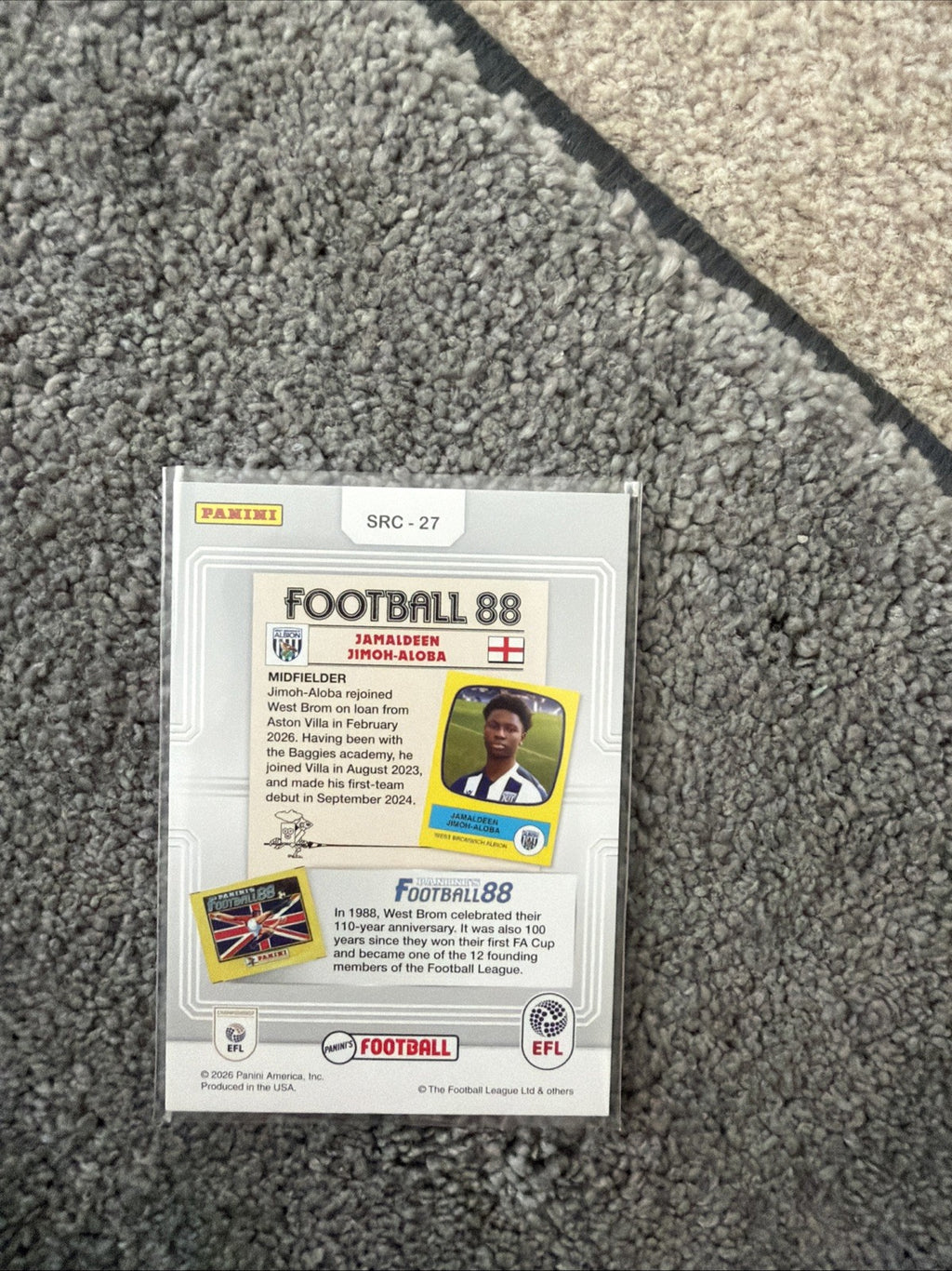 Panini EFL Premium 2026 jamaldeen Jimoh-Aloba Sticker Rewind West Brom