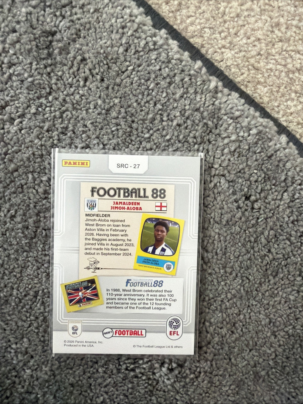 Panini EFL Premium 2026 jamaldeen Jimoh-Aloba Sticker Rewind West Brom