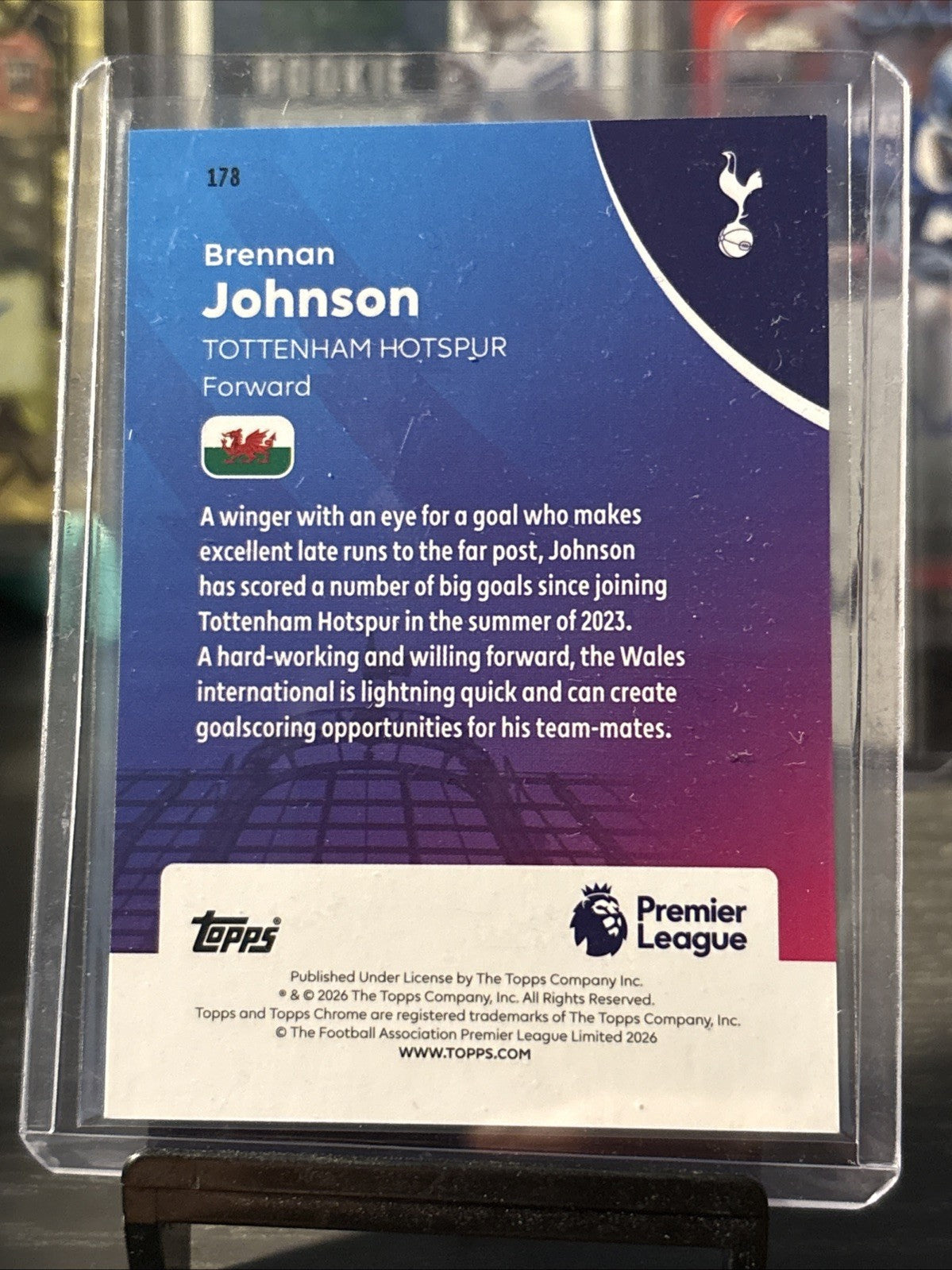 TOPPS PREMIER LEAGUE CHROME 2026 BRENNAN JOHNSON TOTTENHAM GREEN WAVE 09/99