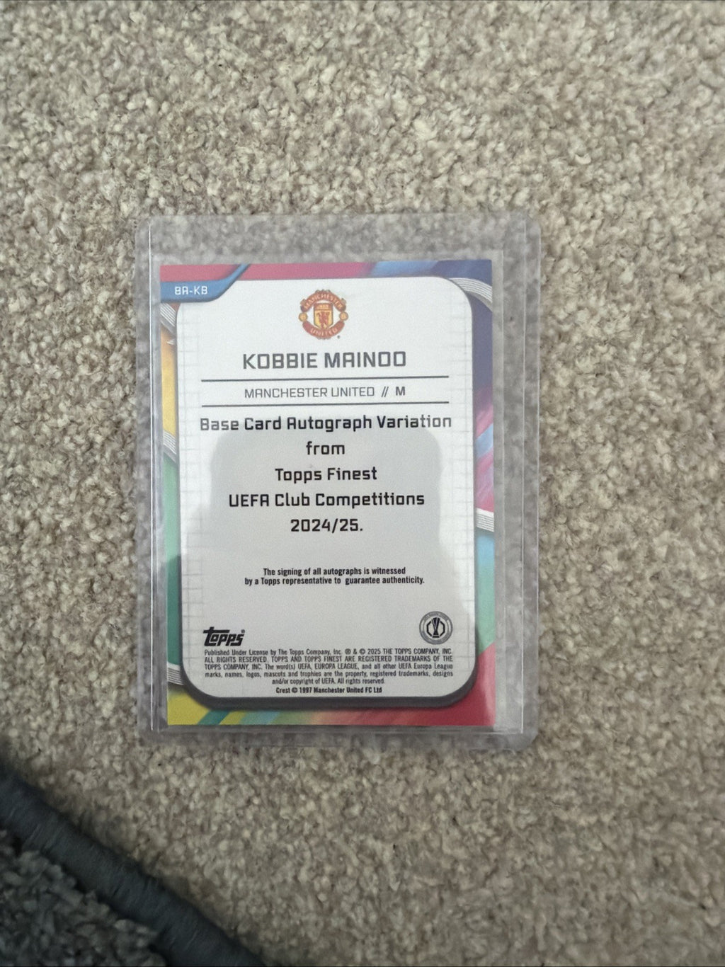Kobbie Mainoo Auto /199 Topps Finest Purple Refractor Manchester United 2024/25