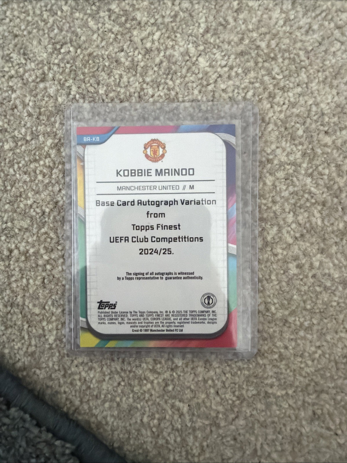 Kobbie Mainoo Auto /199 Topps Finest Purple Refractor Manchester United 2024/25