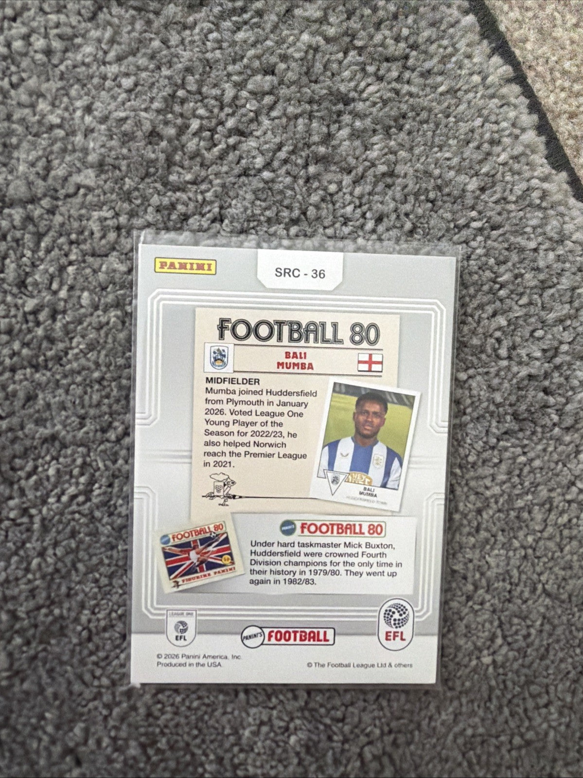 Bali Mumba Sticker Rewind Card Huddersfield Town Paninis Football EFL