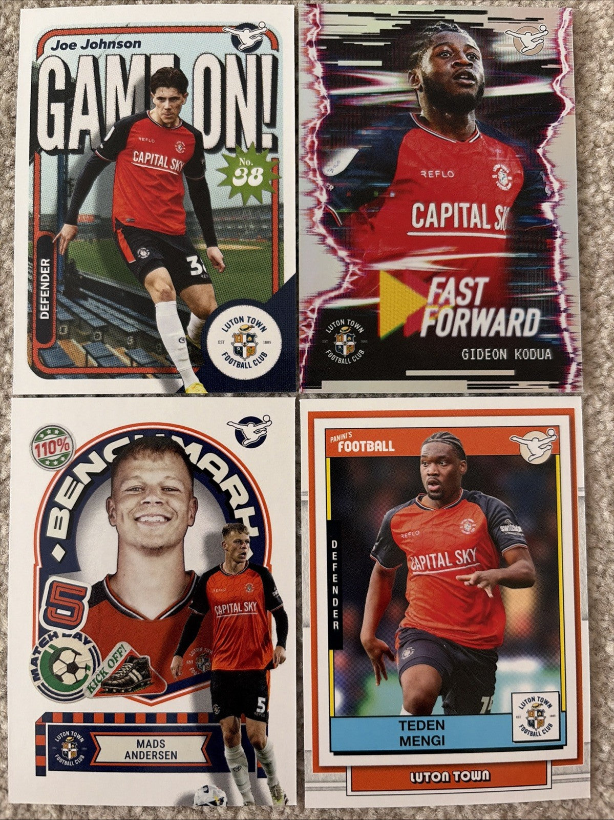 2026 Panini EFL Luton Town Base And Insert Bundle 4 Cards