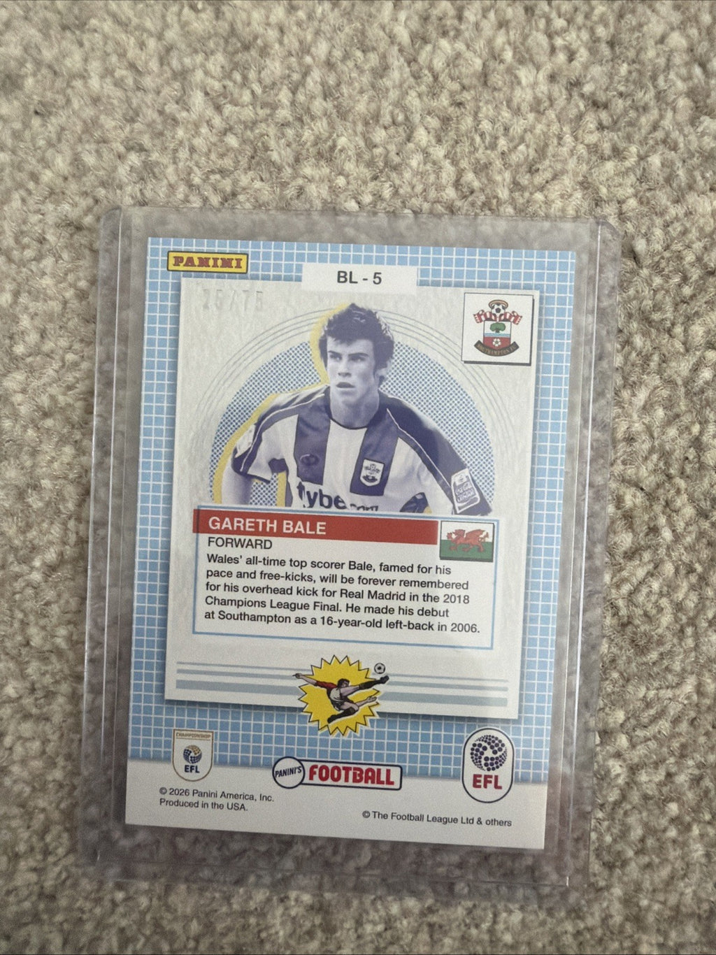 Panini EFL 2025/26 Gareth Bale Southampton  Legend Velocity Orange /75