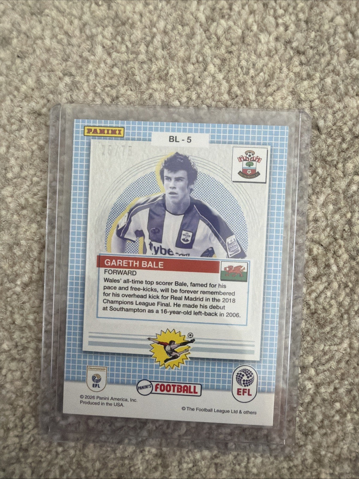 Panini EFL 2025/26 Gareth Bale Southampton  Legend Velocity Orange /75