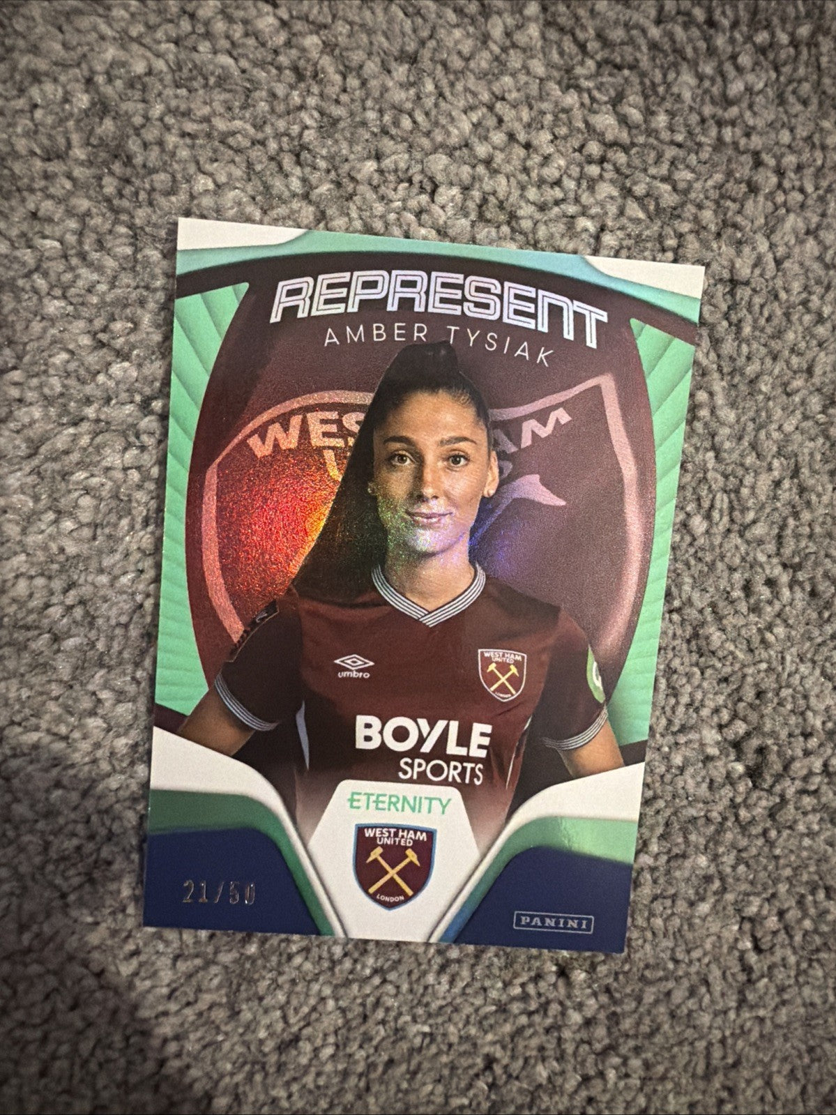 Panini WSL Eternity 25-26 Amber Tysiak Represent Green 21/50 West Ham Card