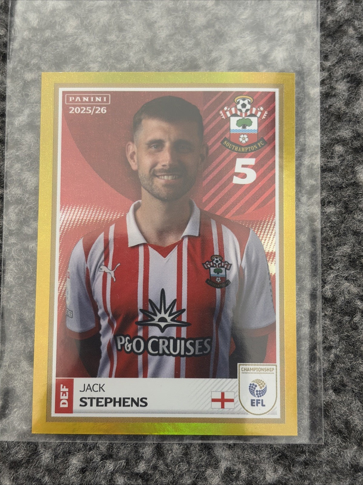 PANINI EFL 2025 - 26  STICKER  JACK STEPHENS  SOUTHAMPTON  GOLDEN PARALLEL #370