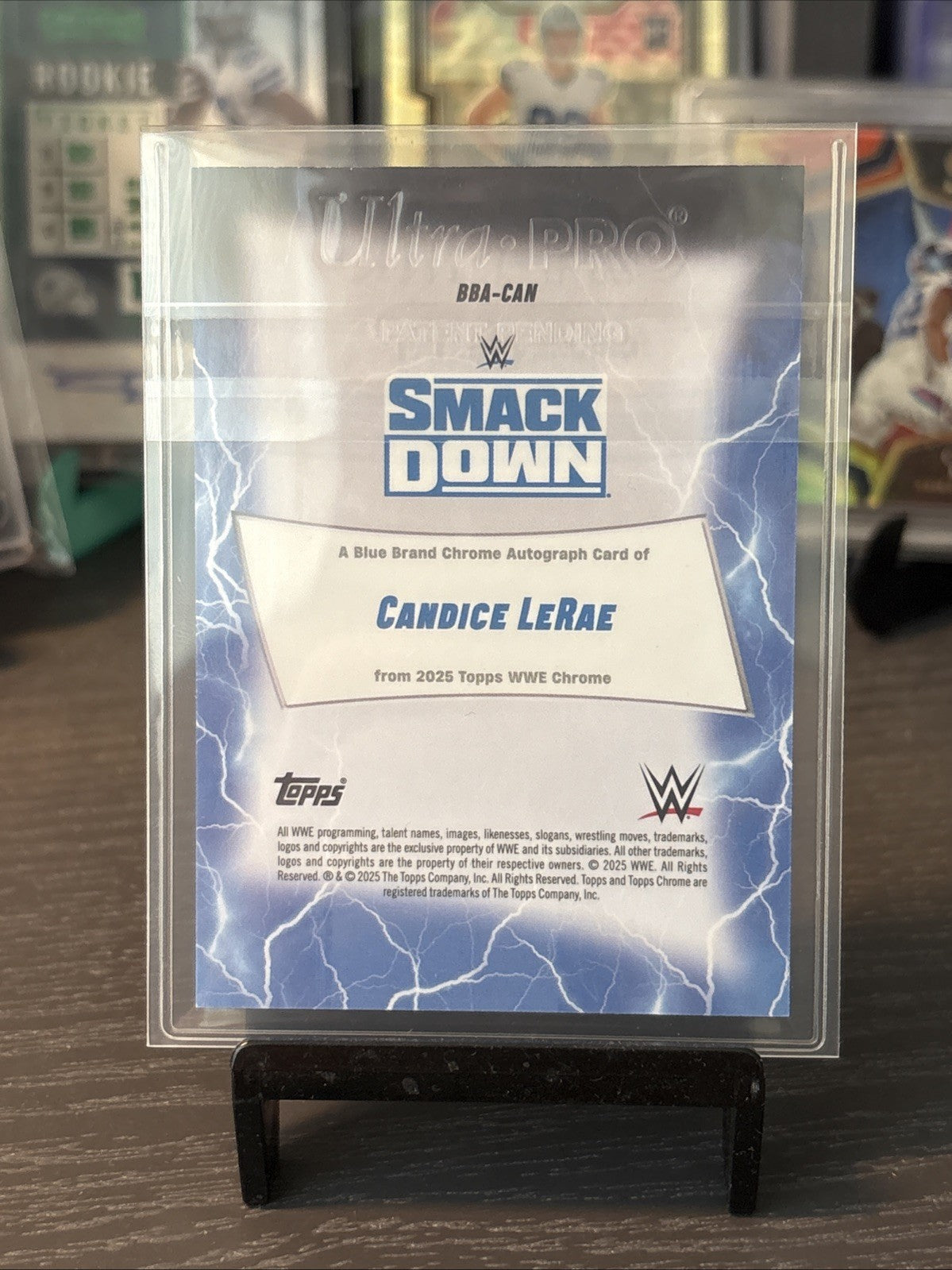 2025 Topps Chrome Sapphire WWE Candice Lerae On-Card Auto Smackdown Card BBA-CAN