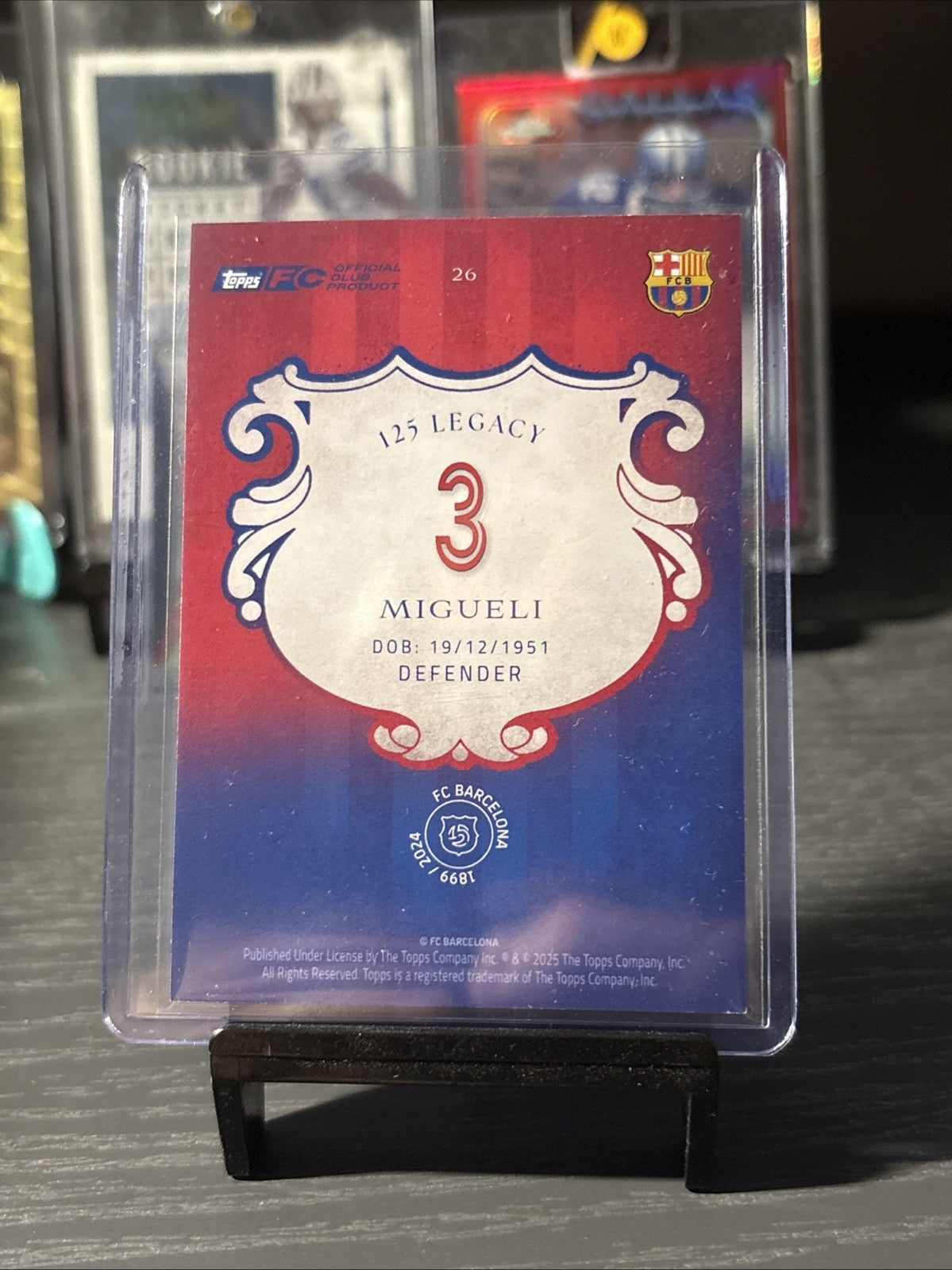 2024-25 Topps FC Barcelona 125th Anniversary Green /150 Migueli #26 1b7p