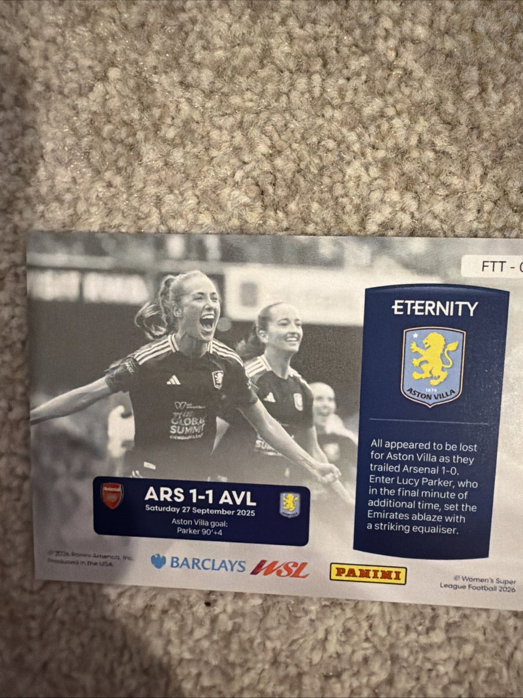 Aston Villa For The Team 03/10 WSL Eternity Panini Card