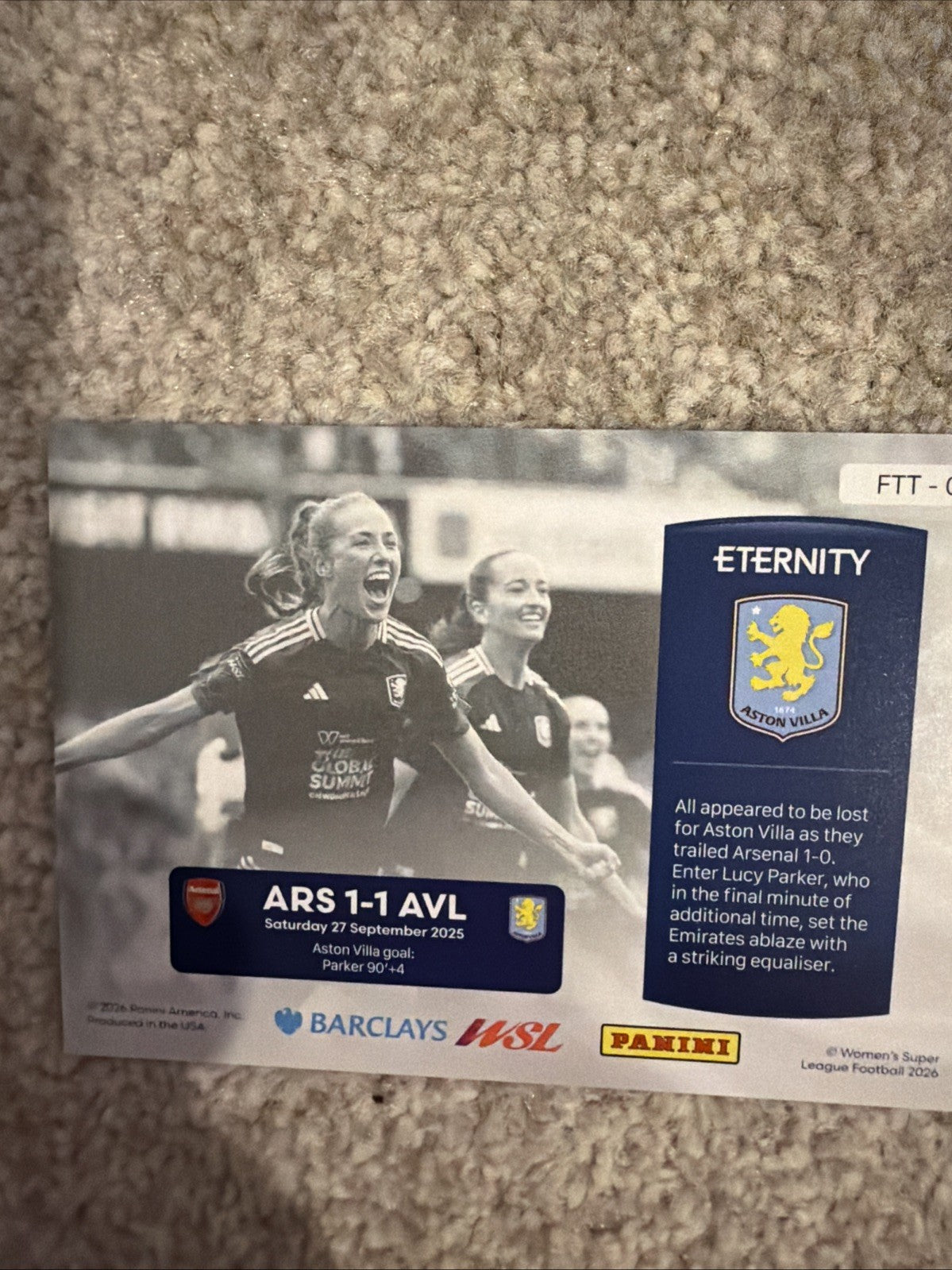 Aston Villa For The Team 03/10 WSL Eternity Panini Card