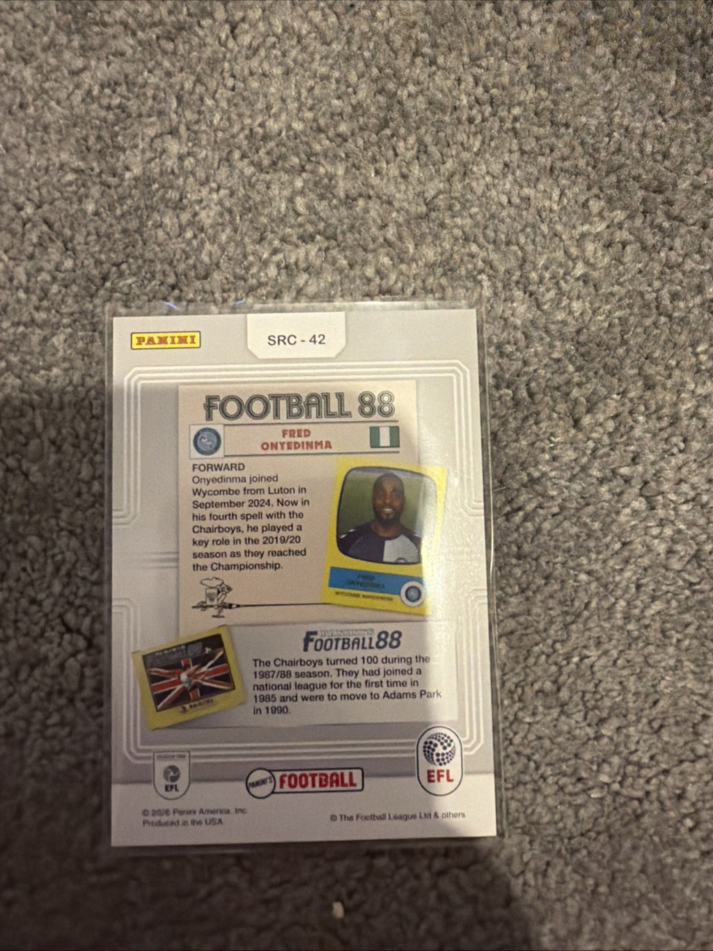 Fred Onyedinma - Sticker Rewind Wycombe Wanderers- Panini's Football EFL 2025-26