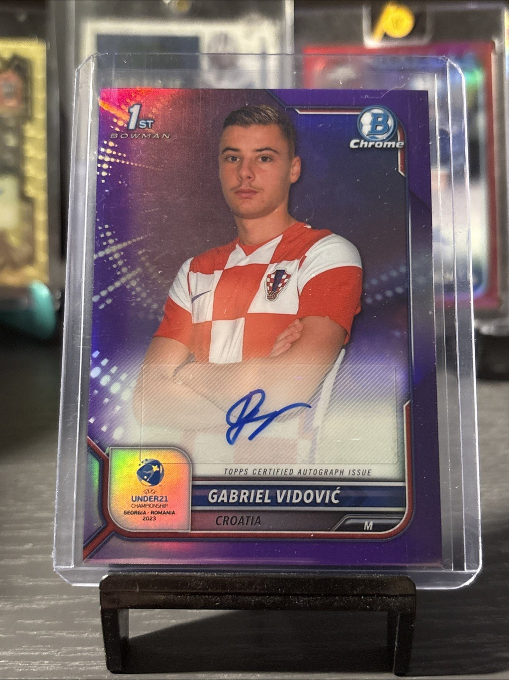 Topps Bowman Chrome Under 21 2023 Gabriel Vidovic Croatia 1st Auto Purple /250