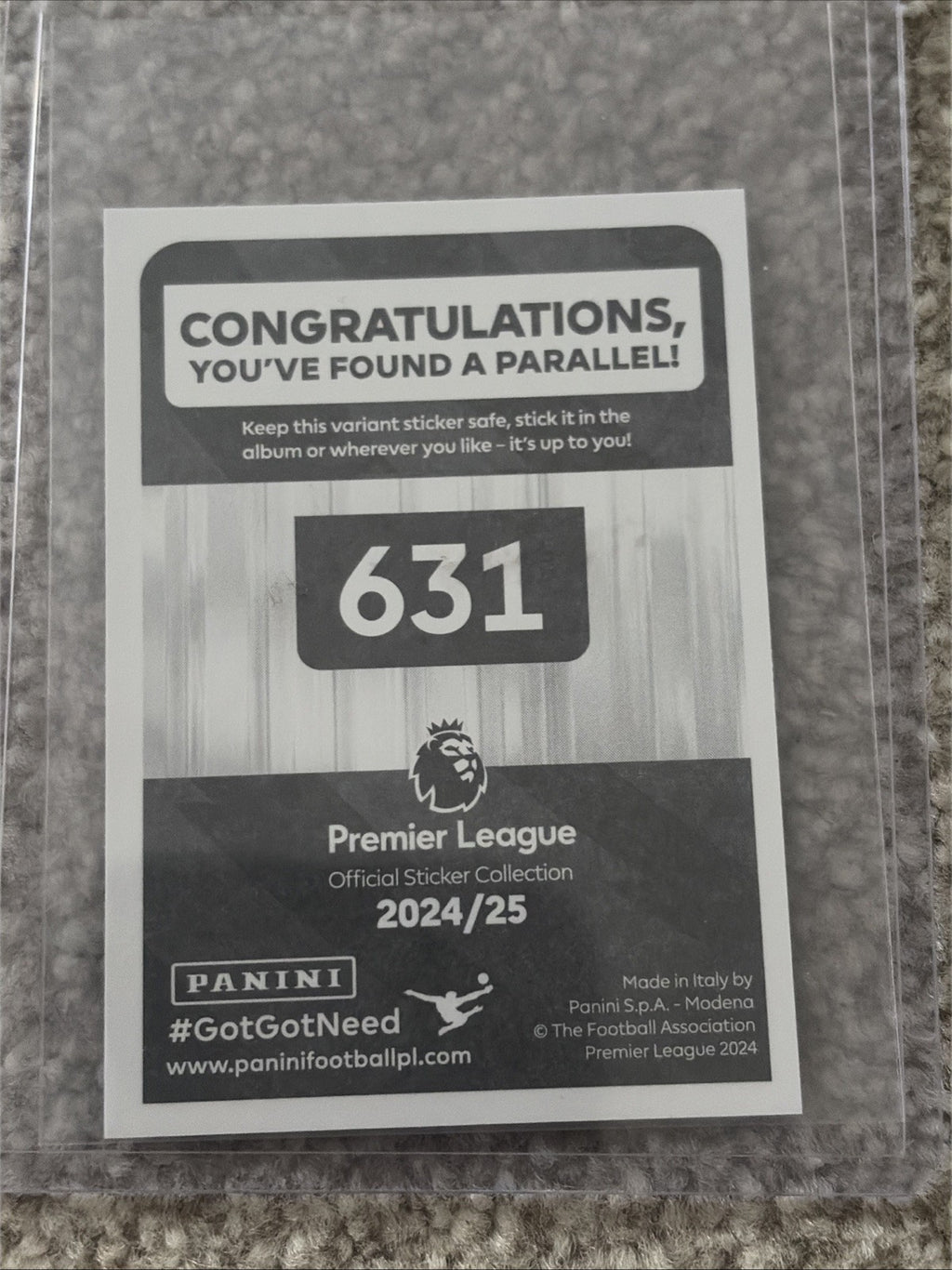 Panini Premier League 2025 Sticker - Gold Elite Parallel - Cunha - 631
