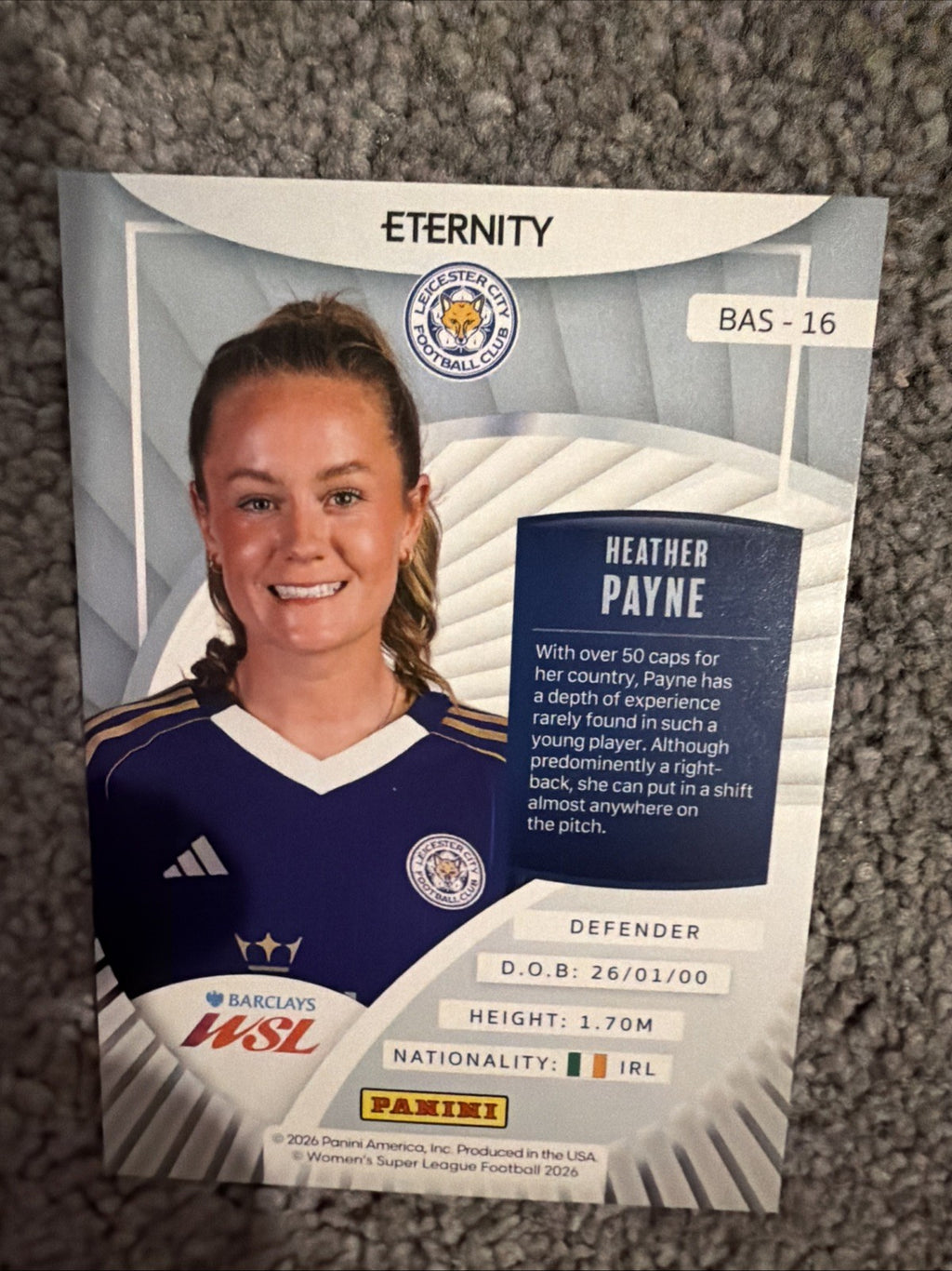Panini Wsl Eternity Heather Payne 4/5 Leicester city