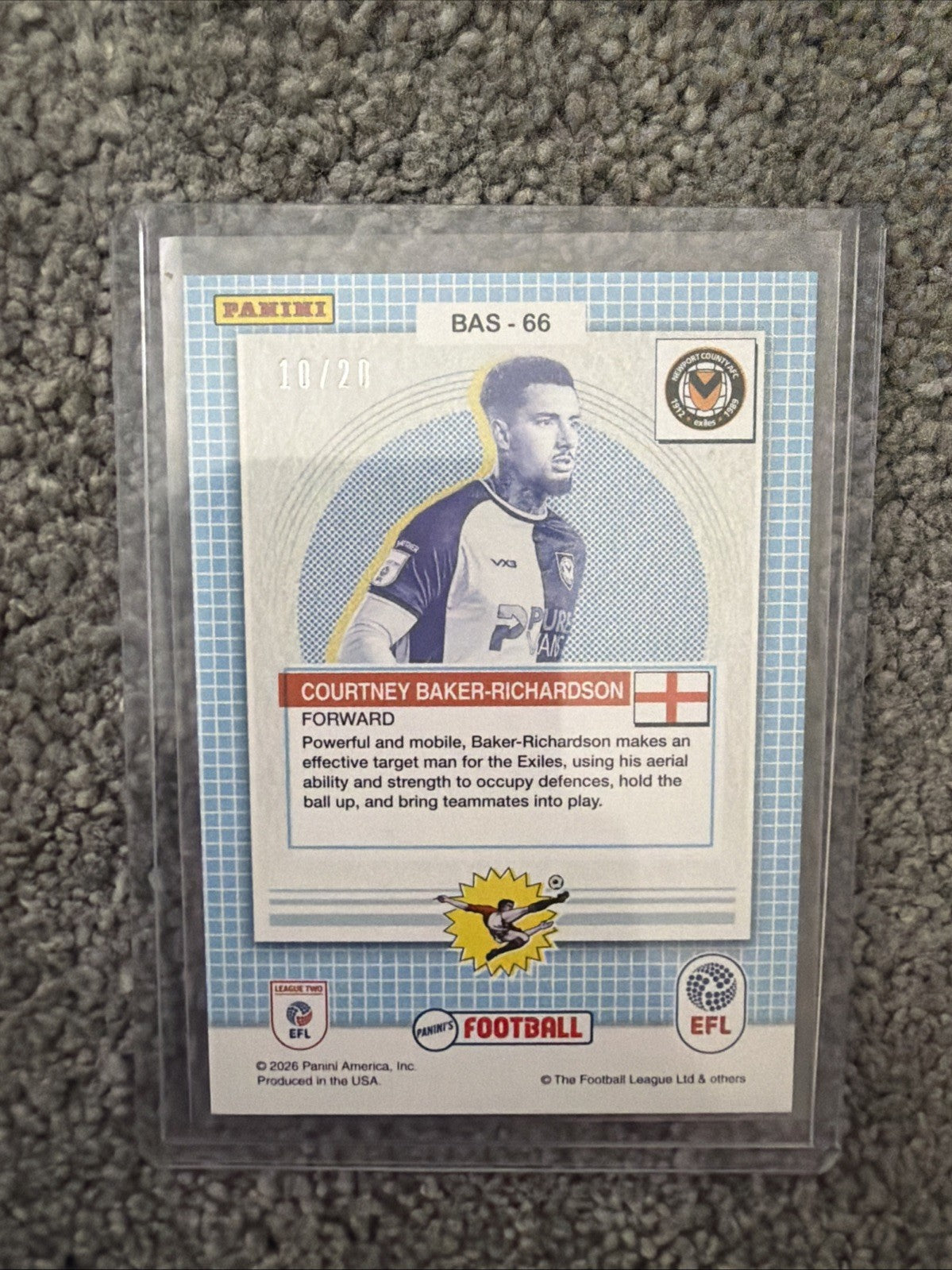 Panini Football Newport County Courtney Baker-Richardson 10/20