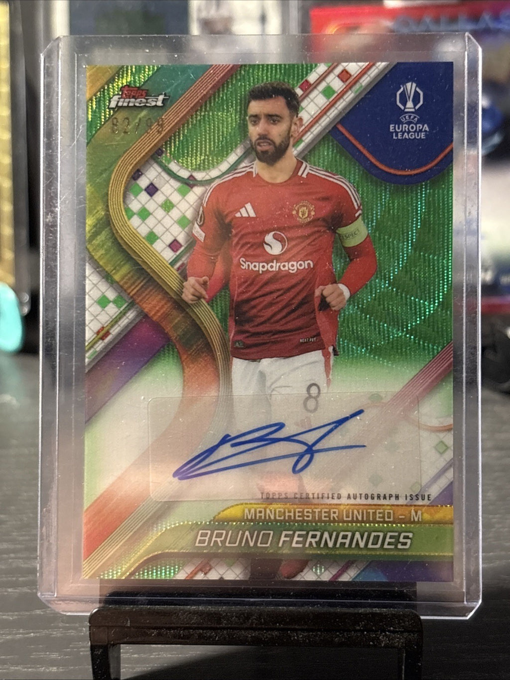 2025 BRUNO FERNANDES 82/99 AUTO TOPPS FINEST UEFA EUROPA LEAGUE AUTOGRAPHS