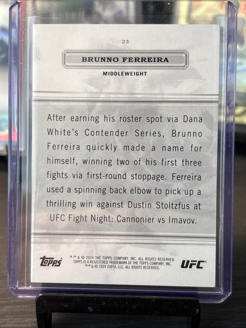 2024 Brunno Ferreira Topps Royalty UFC Base Rookie Gold 7/10