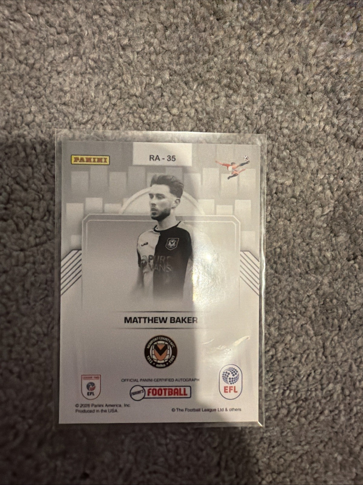 Panini EFL Football 25/26 Matthew Baker Newport County Rookie Auto