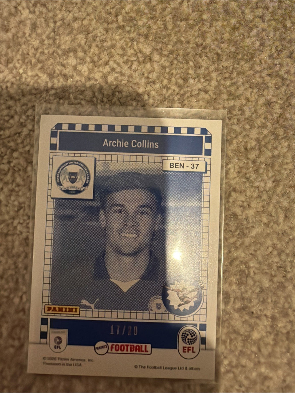 Panini’s Football EFL Archie Collins /20 Matrix Peterborough United Card