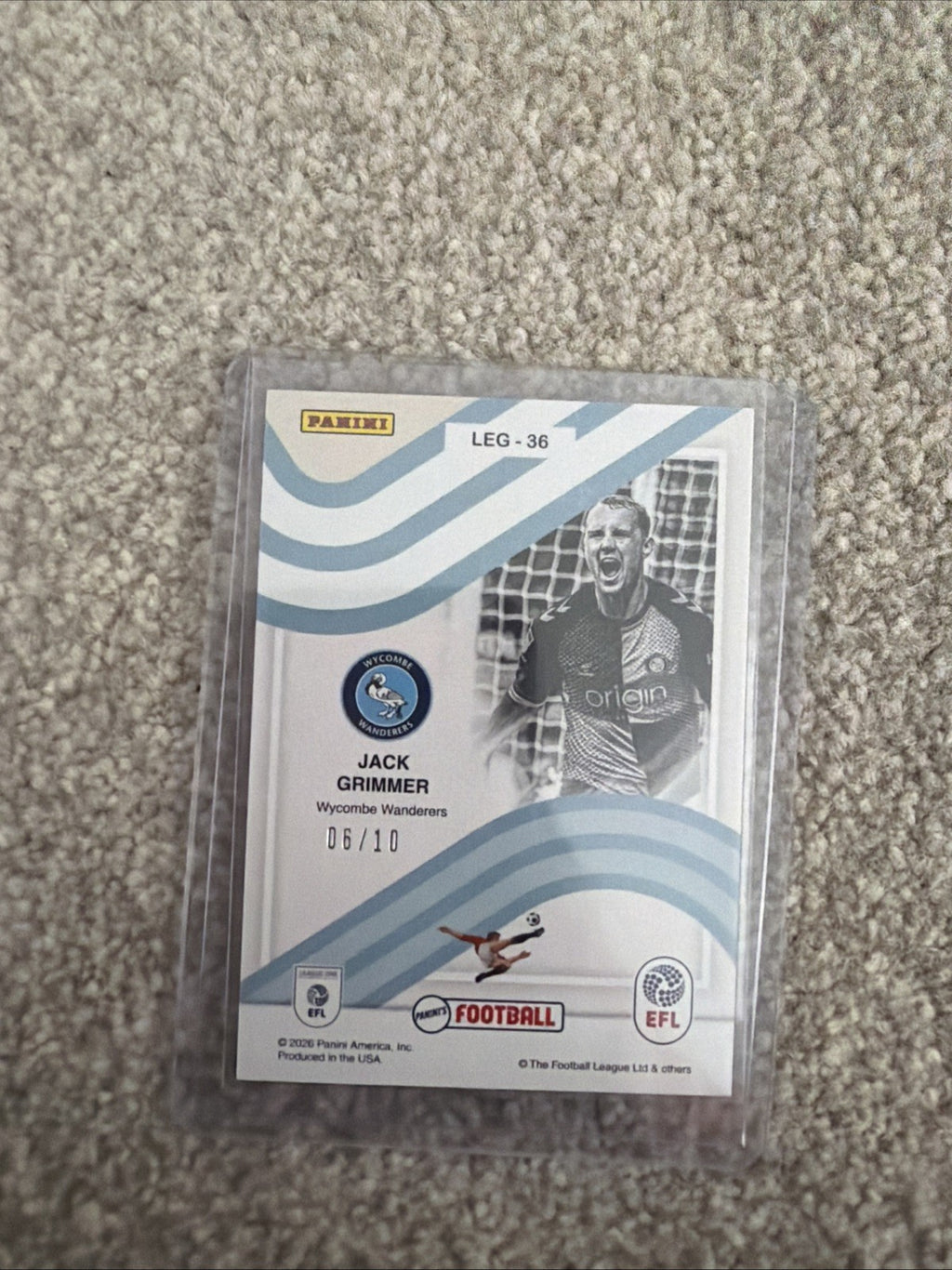 Panini EFL 26 Jack Grimmer Red 6/10 Wycombe Wanderers